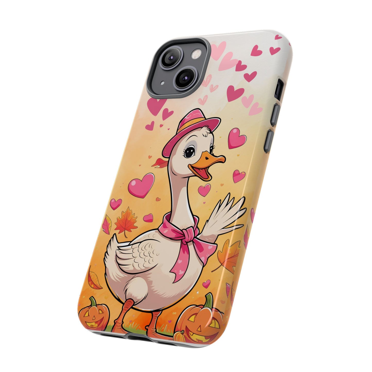 Summerween Silly Goose Phone Case, Coquette Halloween Phone Cover, Cozy Cute Halloween Aesthetic Case, Pink Hearts Fall Glam Girl Accessory