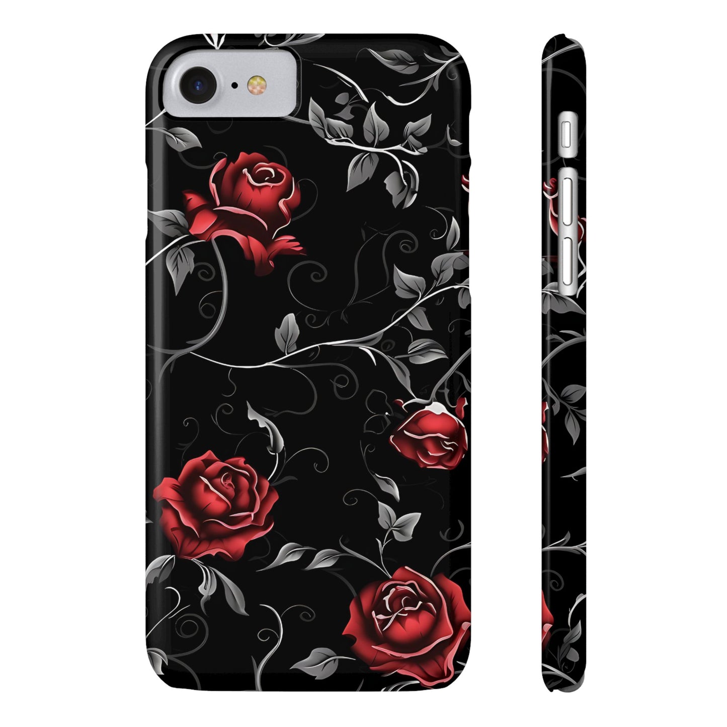 Elegant Floral Slim Phone Cases, Gothic Style Case, Rose Design Cover, Unique Gift for Her, Phone Accessories, Modern Chic