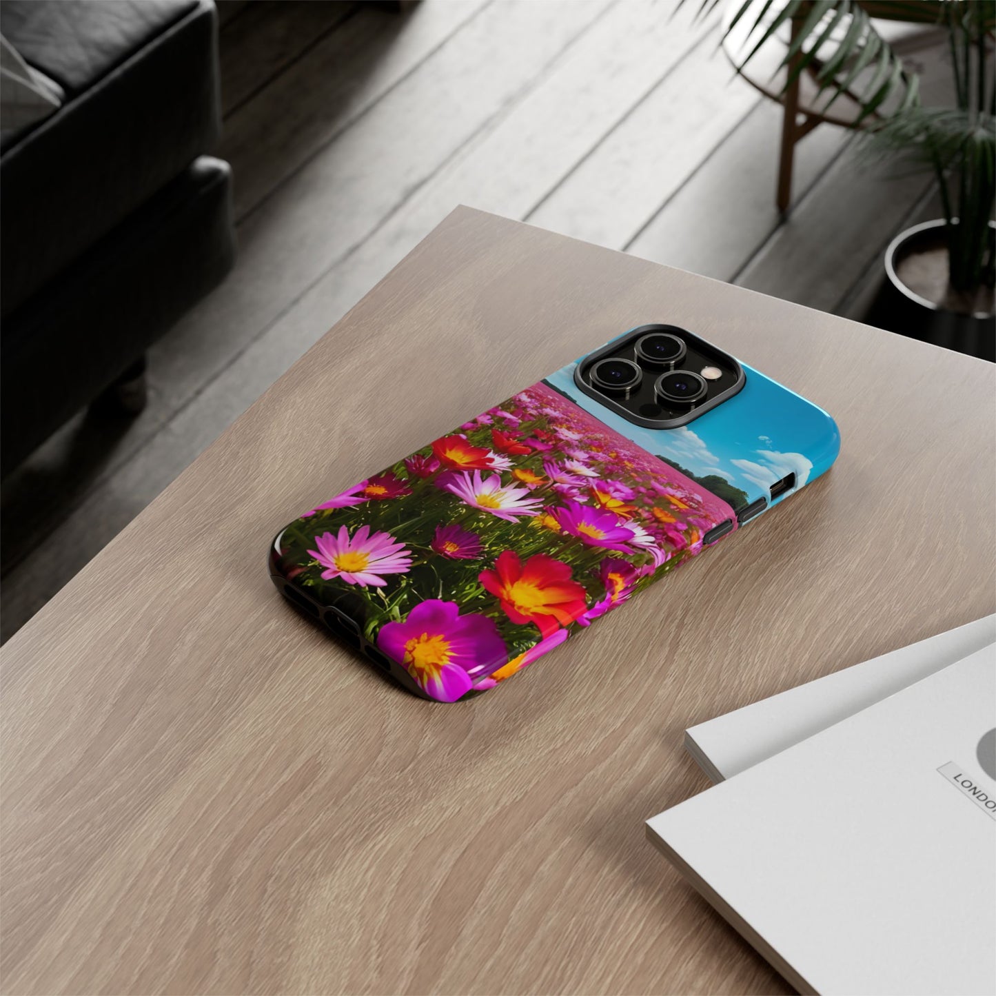 Flower Field Tough Phone Case - Wildflower Meadow Print, Colorful Nature Aesthetic, Compatible with iPhone, Galaxy, and Google Phones