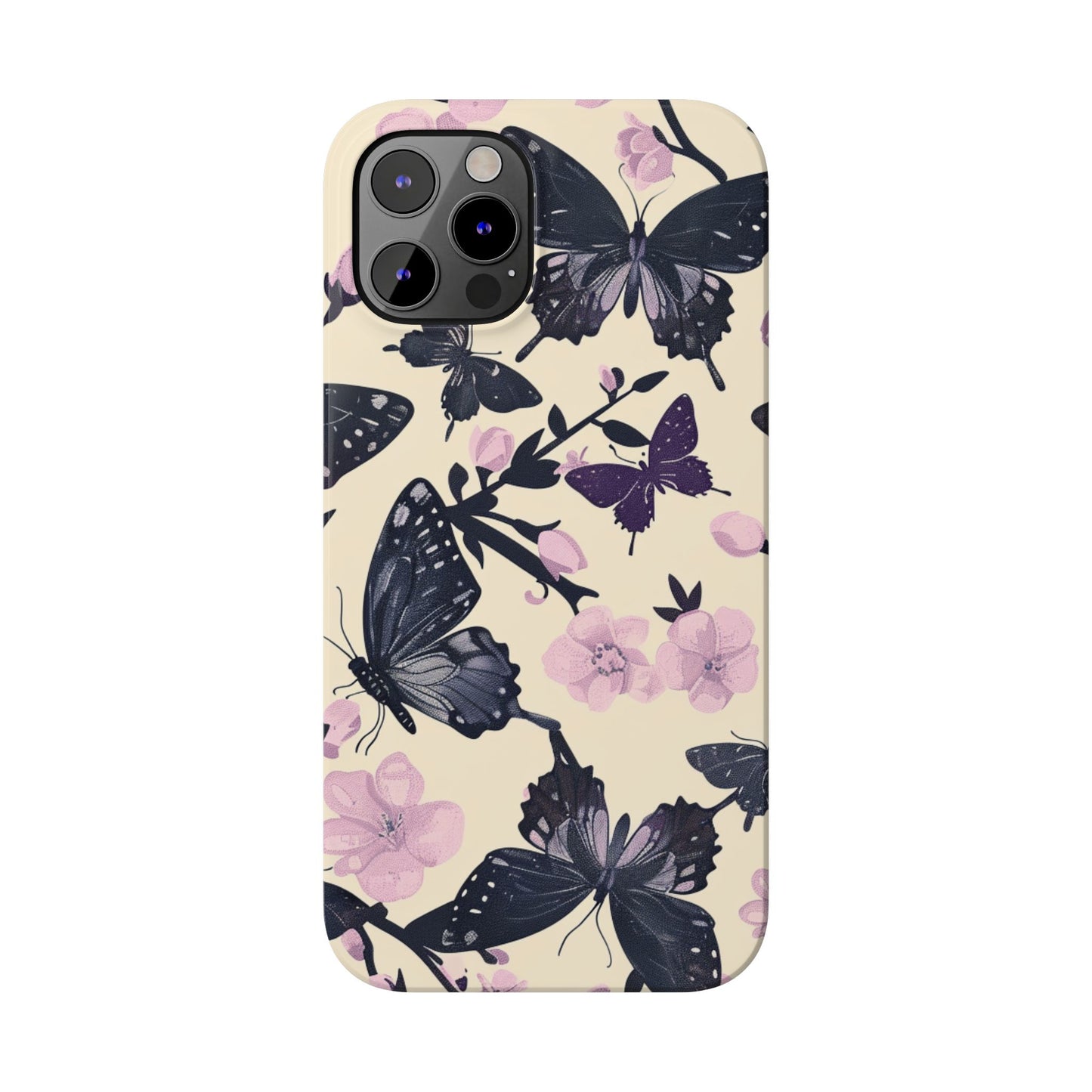 Butterfly Floral Slim Phone Cases, Elegant Butterfly Design, Nature Lover Gift, Phone Accessory, Stylish Cases for Women