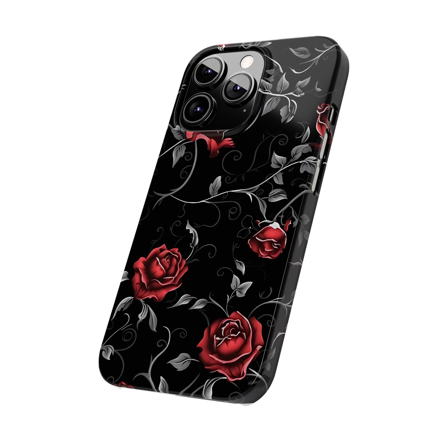 Elegant Floral Slim Phone Cases, Gothic Style Case, Rose Design Cover, Unique Gift for Her, Phone Accessories, Modern Chic