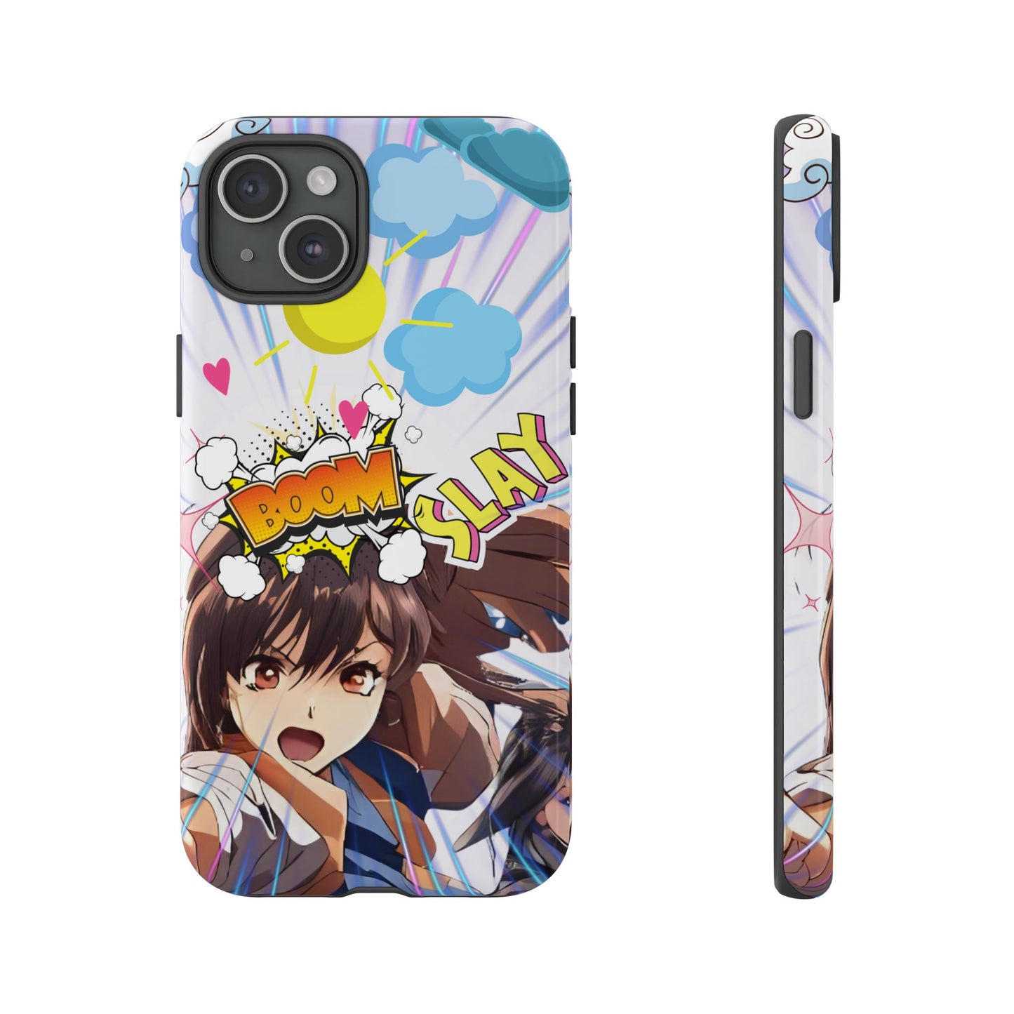 Anime Warrior Girl Tough Phone Case, Japanese Action Anime Aesthetic, Bold Heroine Design, Compatible with iPhone, Galaxy, and Google Phones