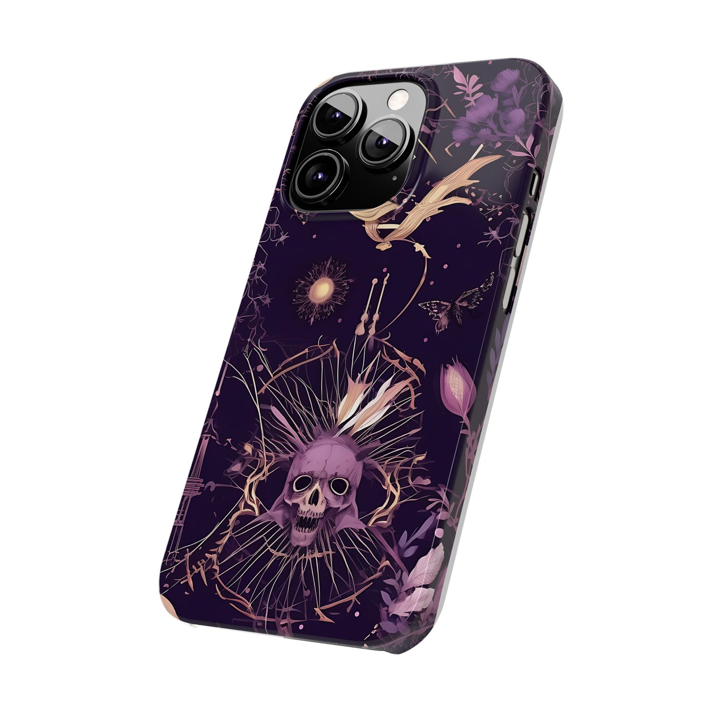 Gothic Floral Slim Phone Cases, Ghostly Style Mobile Cover, Dark Aesthetic Gift, Unique Protective Case, Perfect for Halloween