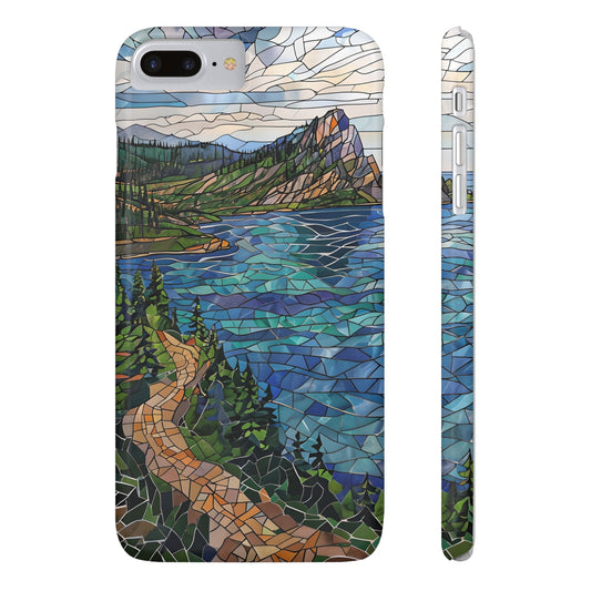 Isle Royale Mosaic Slim Phone Case, Remote Island Wilderness Art, Great Lakes Nature Aesthetic, Eco-Friendly Phone Accessory