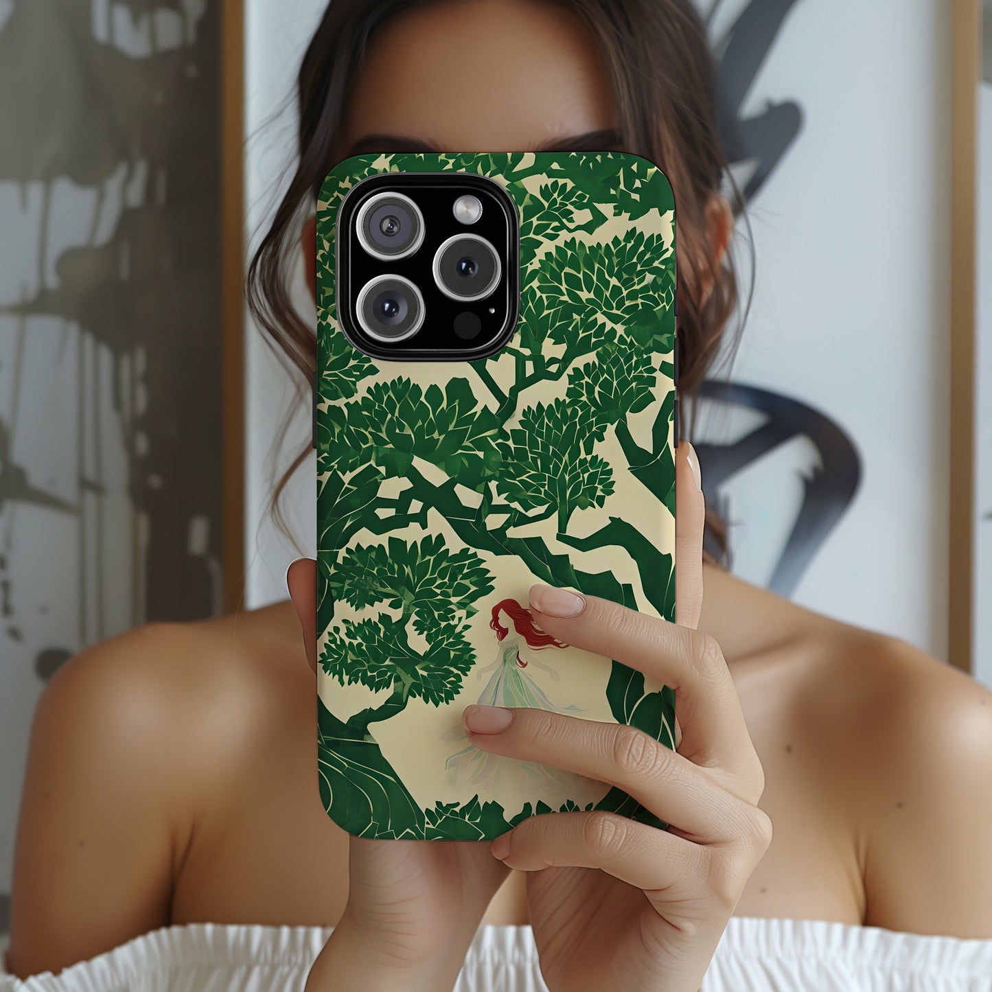 Ginger Fairy Tough Phone Case, Enchanted Forest Redhead Art, Irish Green Fantasy Aesthetic Cover for iPhone Galaxy Google