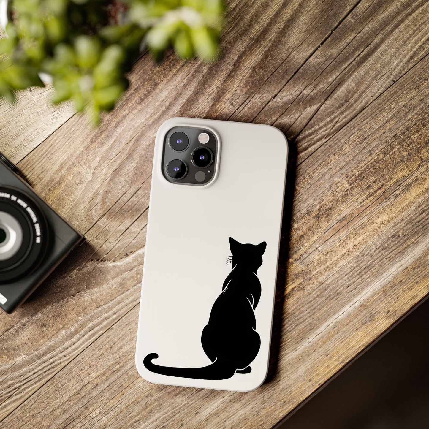 Black Cat Halloween Slim Phone Case Coquette, Creepy Cute Gift for Her, Goth Coquette Spooky Case, Compatible with iPhone, Galaxy, Google