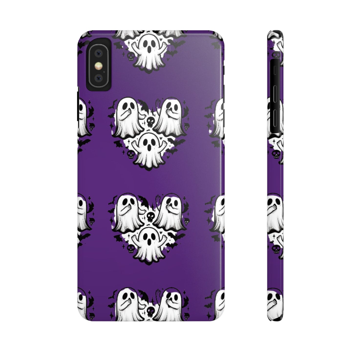Cute Ghost Heart Slim Phone Case, Creepy Cute Spooky Heart Print, Goth Coquette Aesthetic Spooky Accessories, Halloween Gift Case