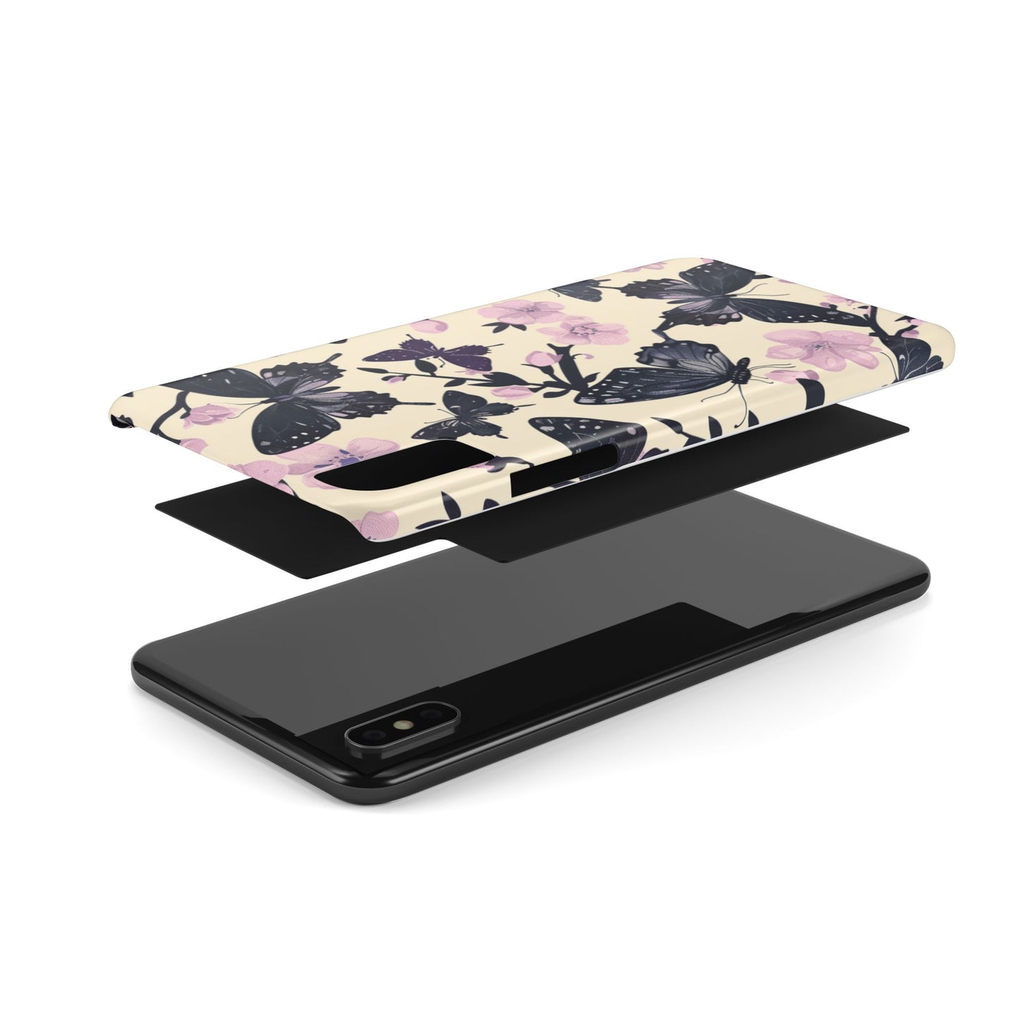 Butterfly Floral Slim Phone Cases, Elegant Butterfly Design, Nature Lover Gift, Phone Accessory, Stylish Cases for Women