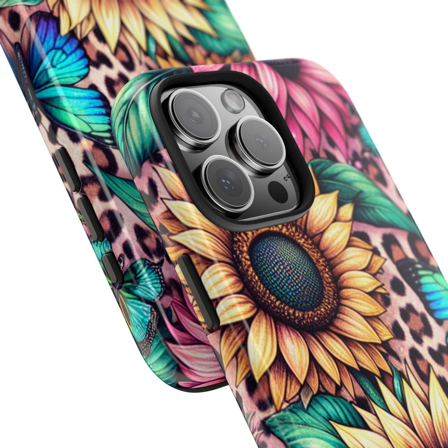 Stained Glass Sunflower Phone Case - Tough  and Aesthetic Floral Butterfly Design - iPhone and Samsung Galaxy Cover, Protective & Stylish