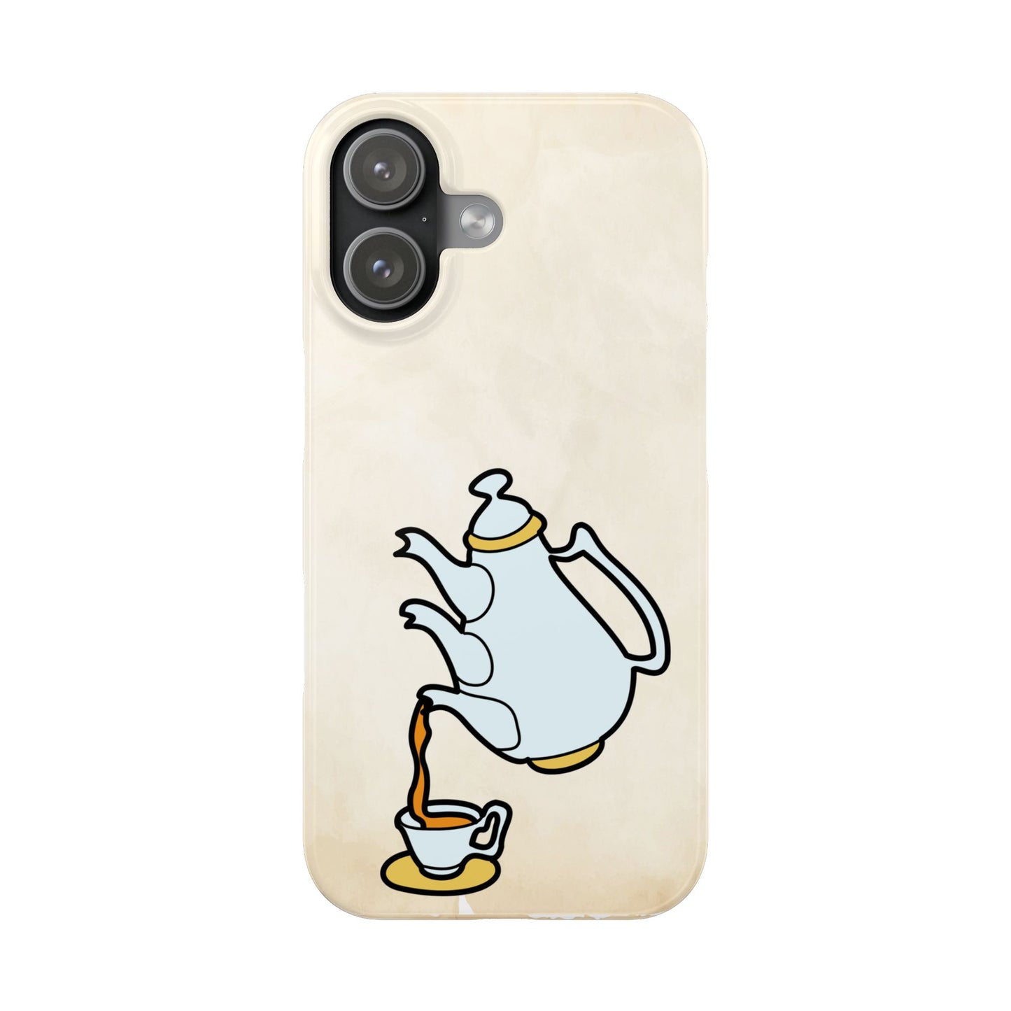 Alice in Wonderland Slim Phone Case, Tea Kettle and Cups Phone Cover, Compatible with iPhone 17, 16, 15, 14, 13