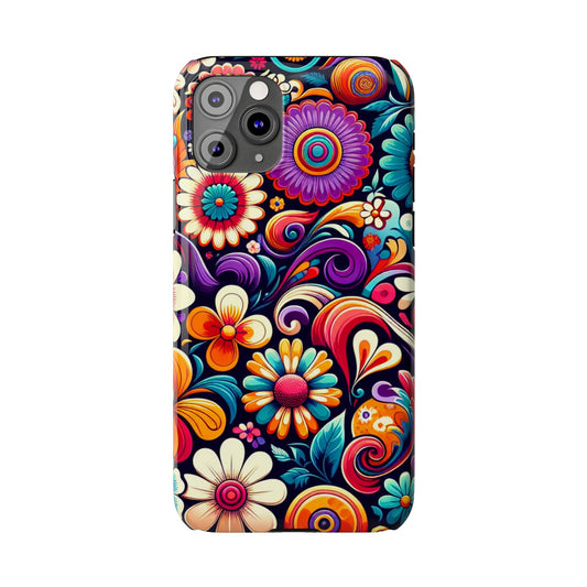 Vibrant Floral Slim Phone Cases, Colorful Phone Cover, Flower Design, Floral Phone Accessories, Gift for Her, Boho Style