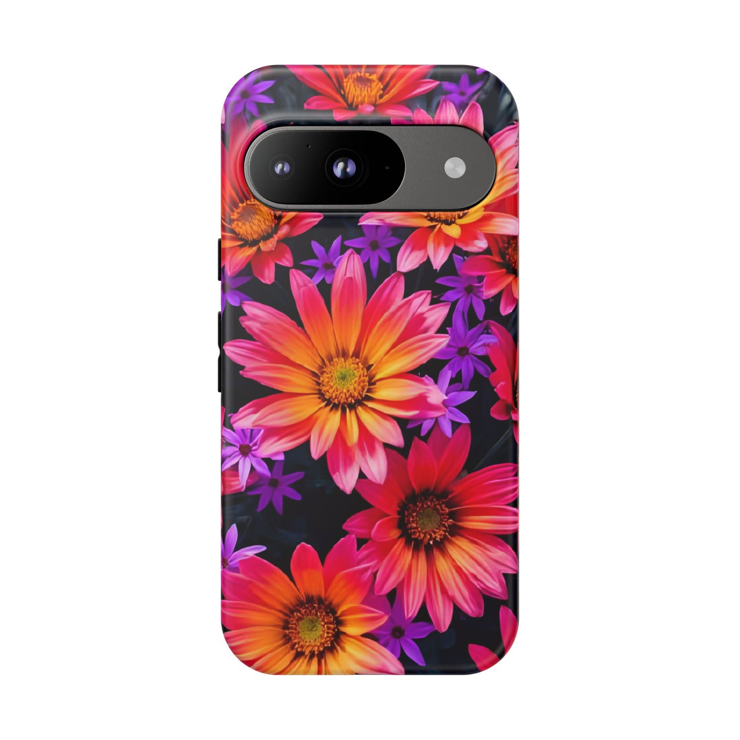 Bold Garden Flower Tough Phone Case - Colorful Floral Print, Bright Botanical Aesthetic, Compatible with iPhone, Galaxy, and Google Phones