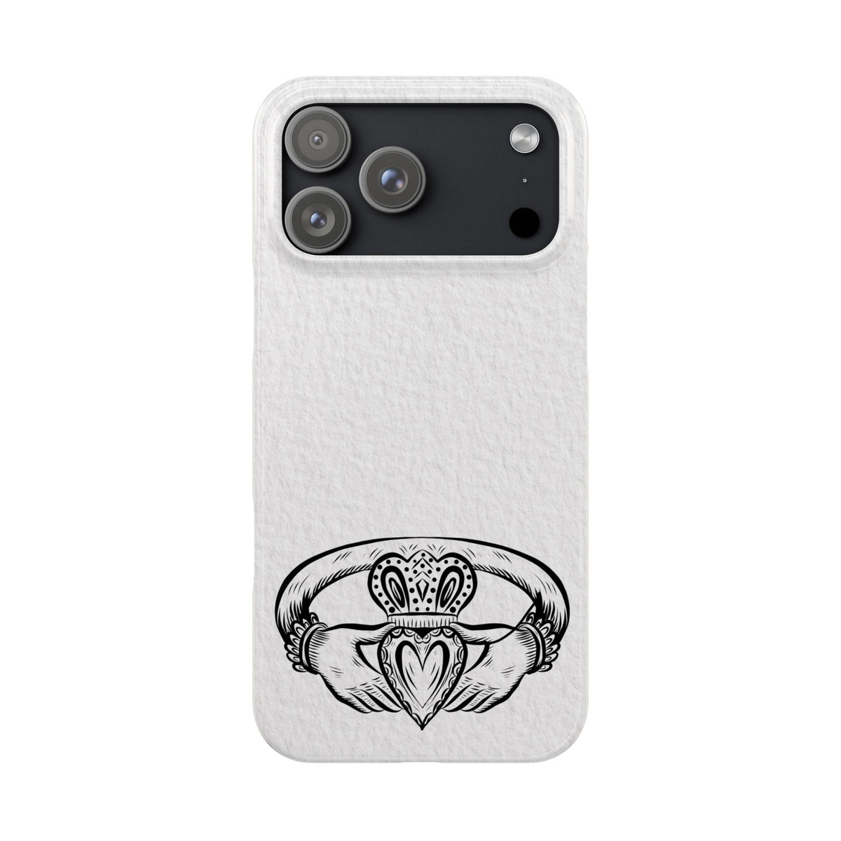 Claddagh Slim Phone Case Irish Symbol Ring Minimal Black White Design Love Loyalty Friendship Compatible with iPhone 17 16 15 14 13 12 11