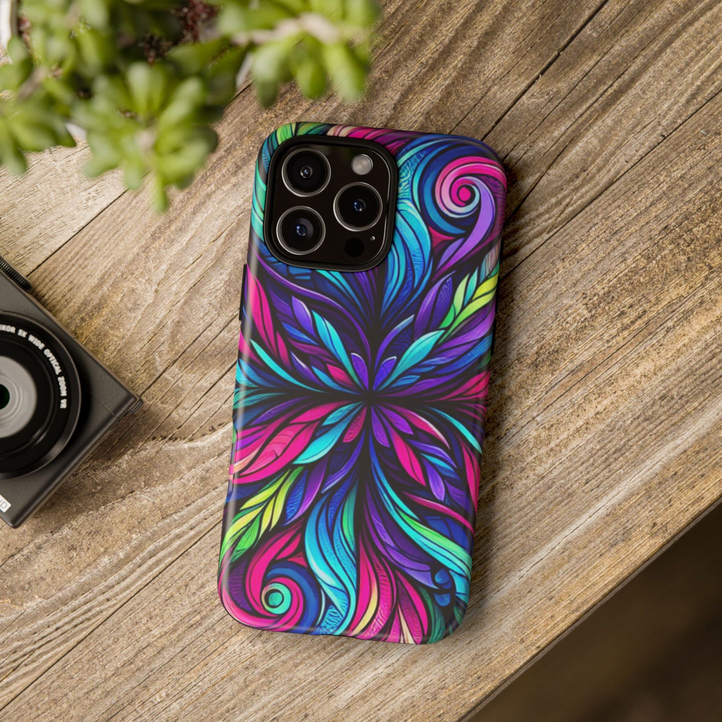 Colorful Kaleidoscope Stained Glass Phone Case - Tough Protective Gift for Her, fits iPhone 16 plus pro max 15 14 13 12 11 X Samsung, Pixel