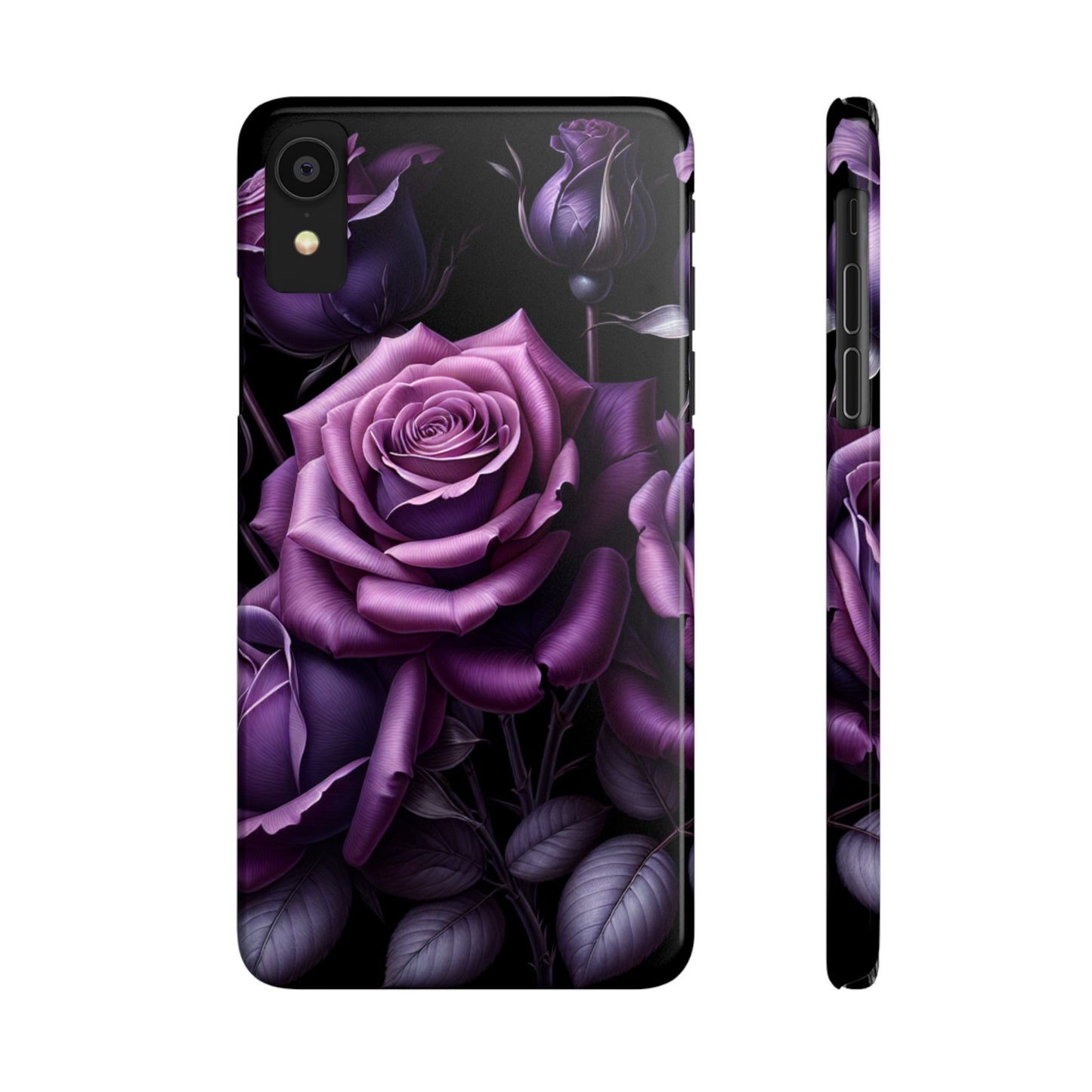 Purple Rose Slim Phone Cases, Floral Phone Cover, Elegant Smartphone Case, Gift for Her, Mother's Day Accessories