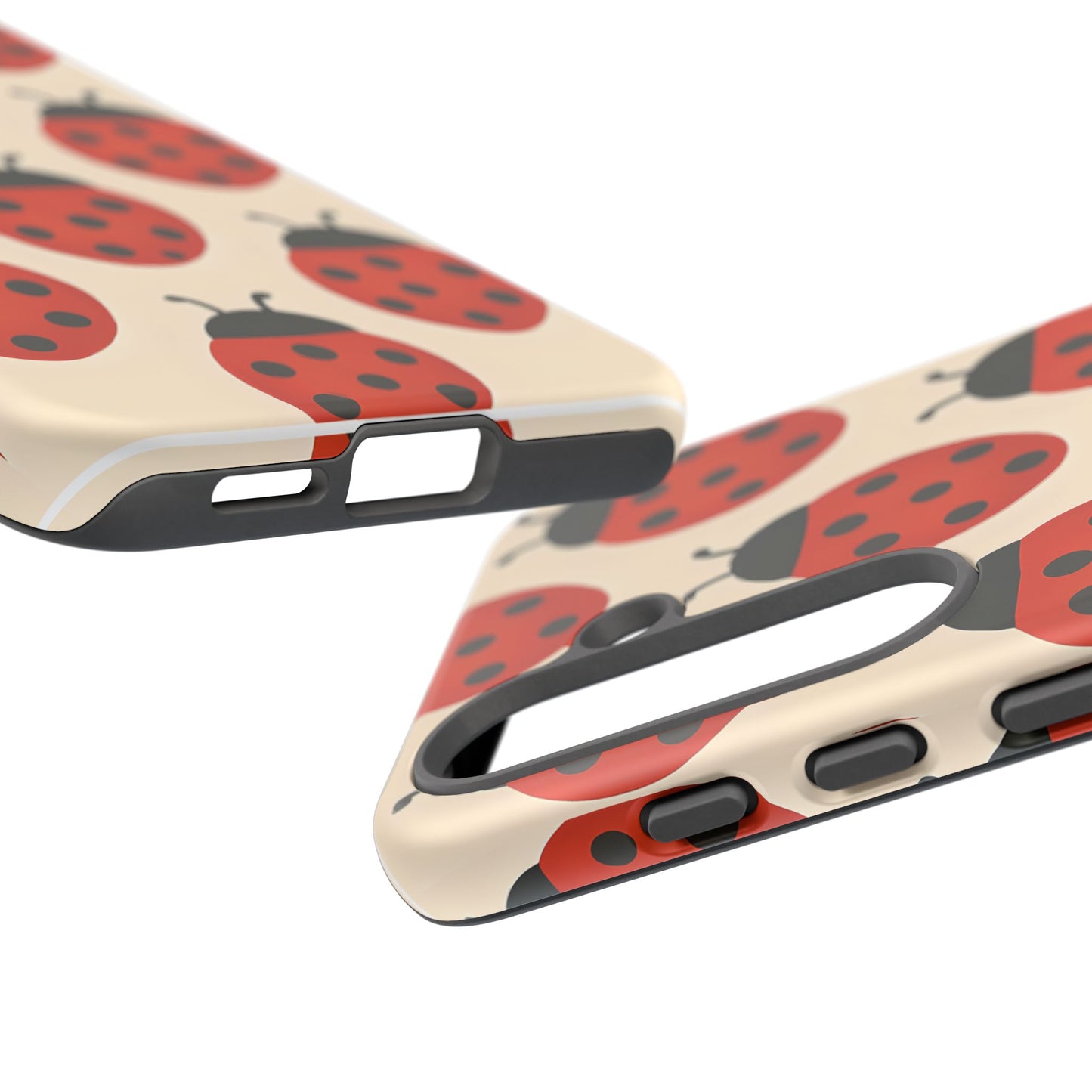 Cute Ladybug Tough Phone Case - Red and Black Insect Pattern, Nature-Inspired Design, Compatible with iPhone, Galaxy, and Google Phones