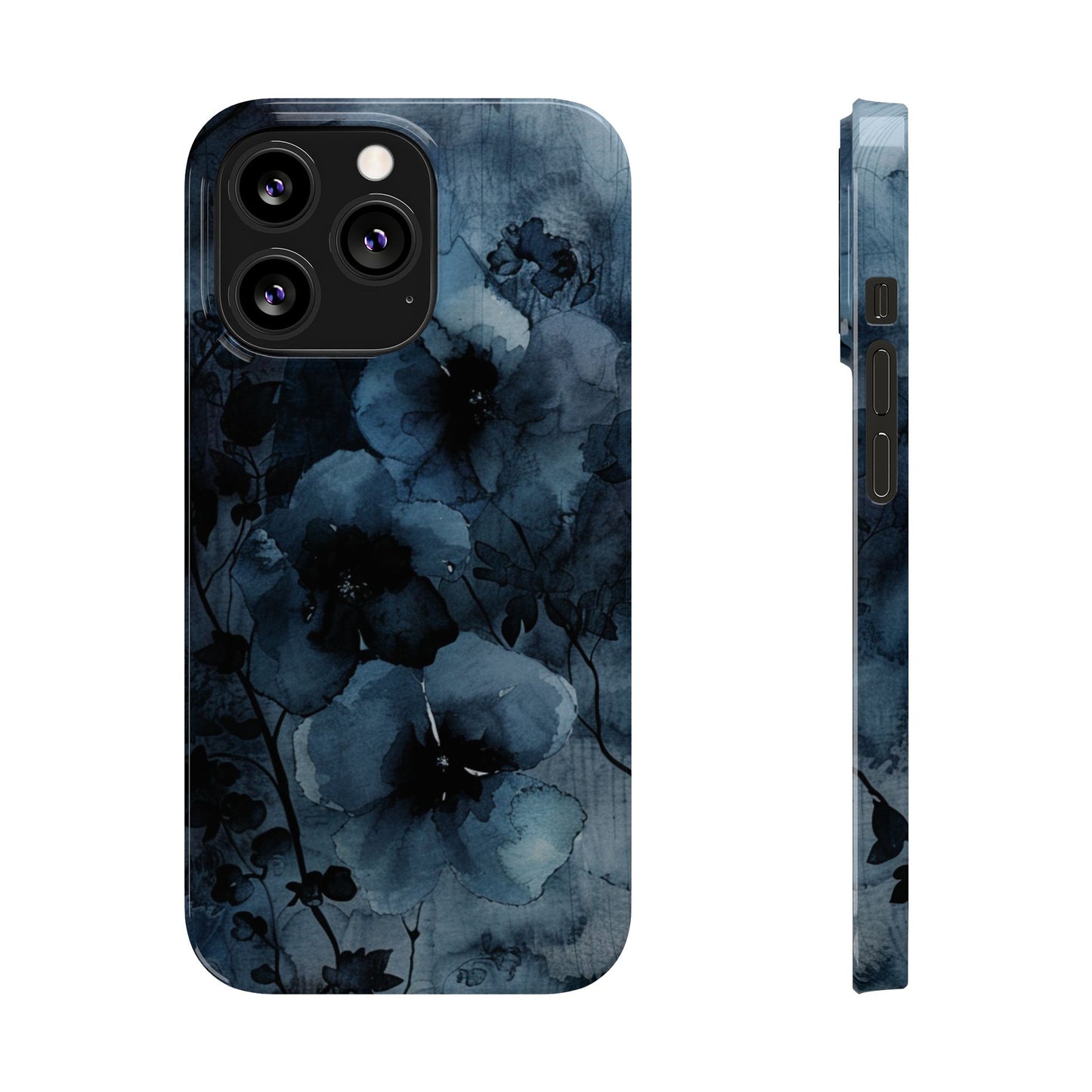 Elegant Floral Slim Phone Cases | Trendy Phone Cover, Blue Flower Design, Gift for Her, Stylish Mobile Case, Floral Accessories