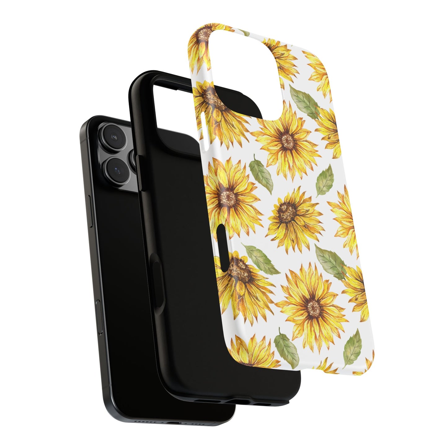 Sunflower Floral Tough Phone Case - Watercolor Botanical Print, Bright Nature Aesthetic, Compatible with iPhone, Galaxy, and Google Phones