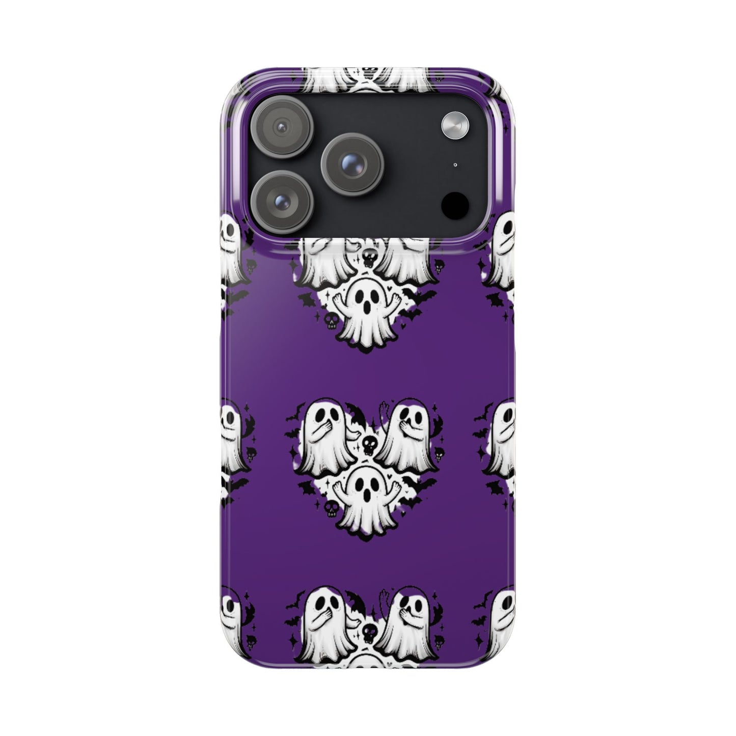 Cute Ghost Heart Slim Phone Case, Creepy Cute Spooky Heart Print, Goth Coquette Aesthetic Spooky Accessories, Halloween Gift Case