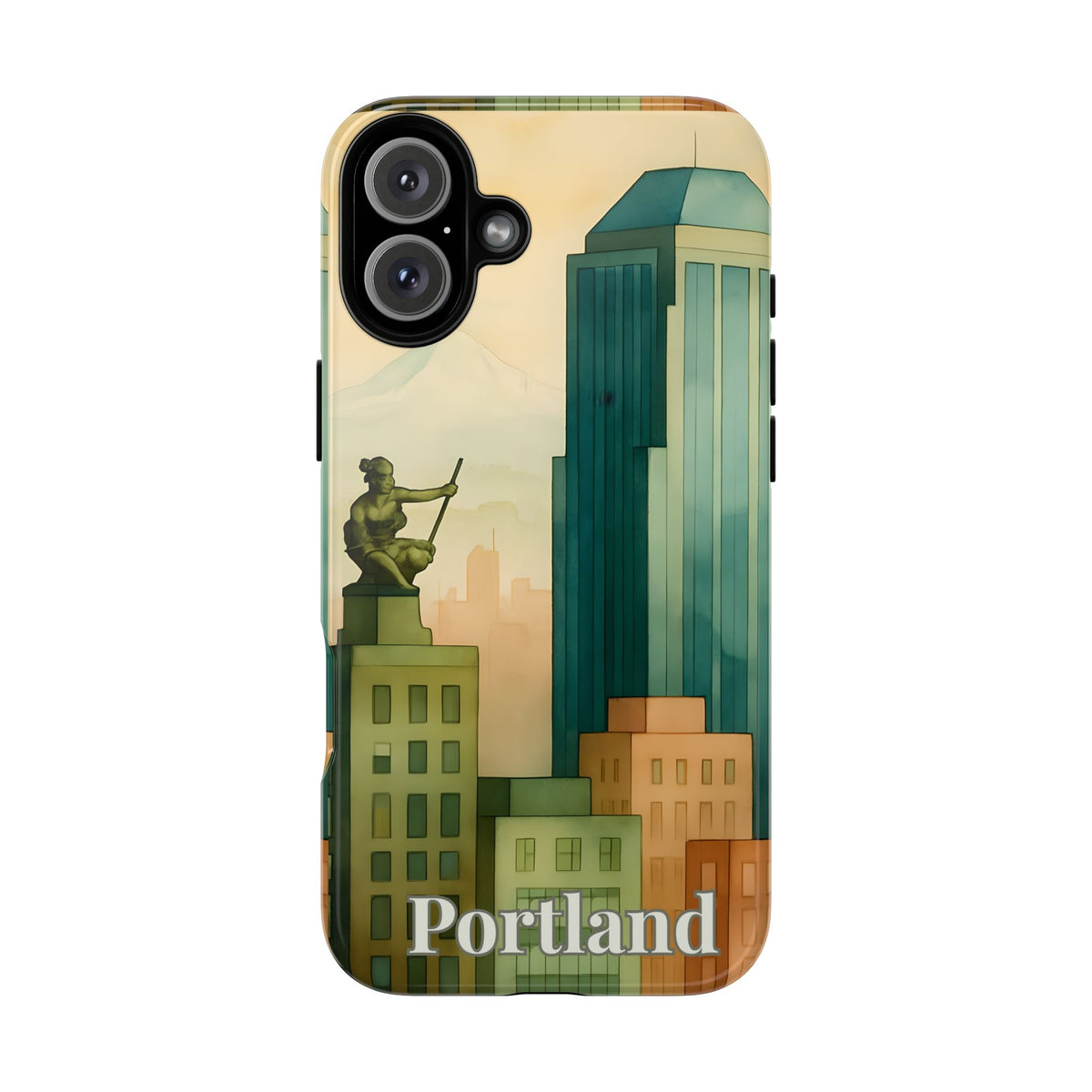 Portland Cityscape Phone Case • Urban Skyline Art Tough Case • Watercolor City Aesthetic • Gift for Travelers • Compatible with iPhone, Galaxy, Google