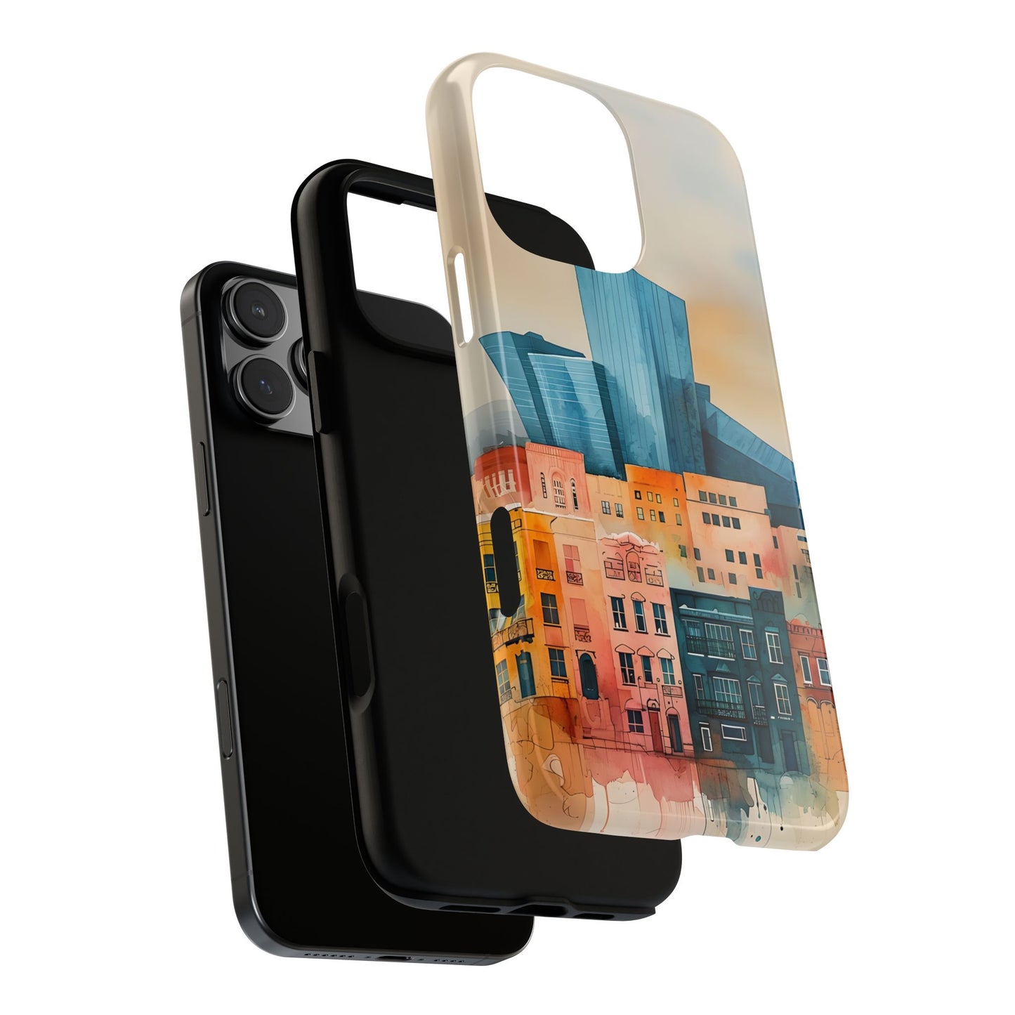 Cityscape Tough Phone Case, Denver Skyline Architecture Art, compatible with iPhone 17, 16, 15, 14, 13, Galaxy, Google