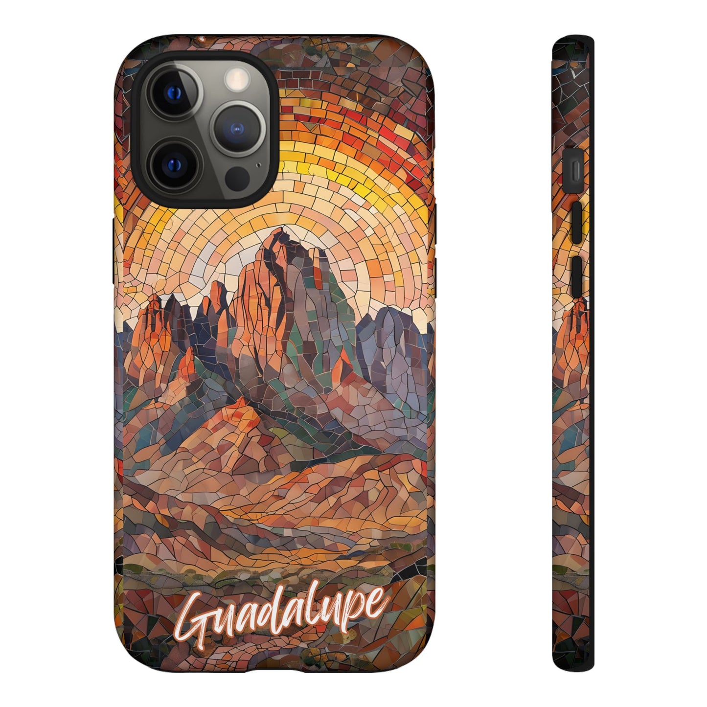 Guadalupe Mountains Mosaic Tough Phone Case, Scenic Mountain Art, National Park Aesthetic, Compatible with iPhone, Galaxy, and Google Phones