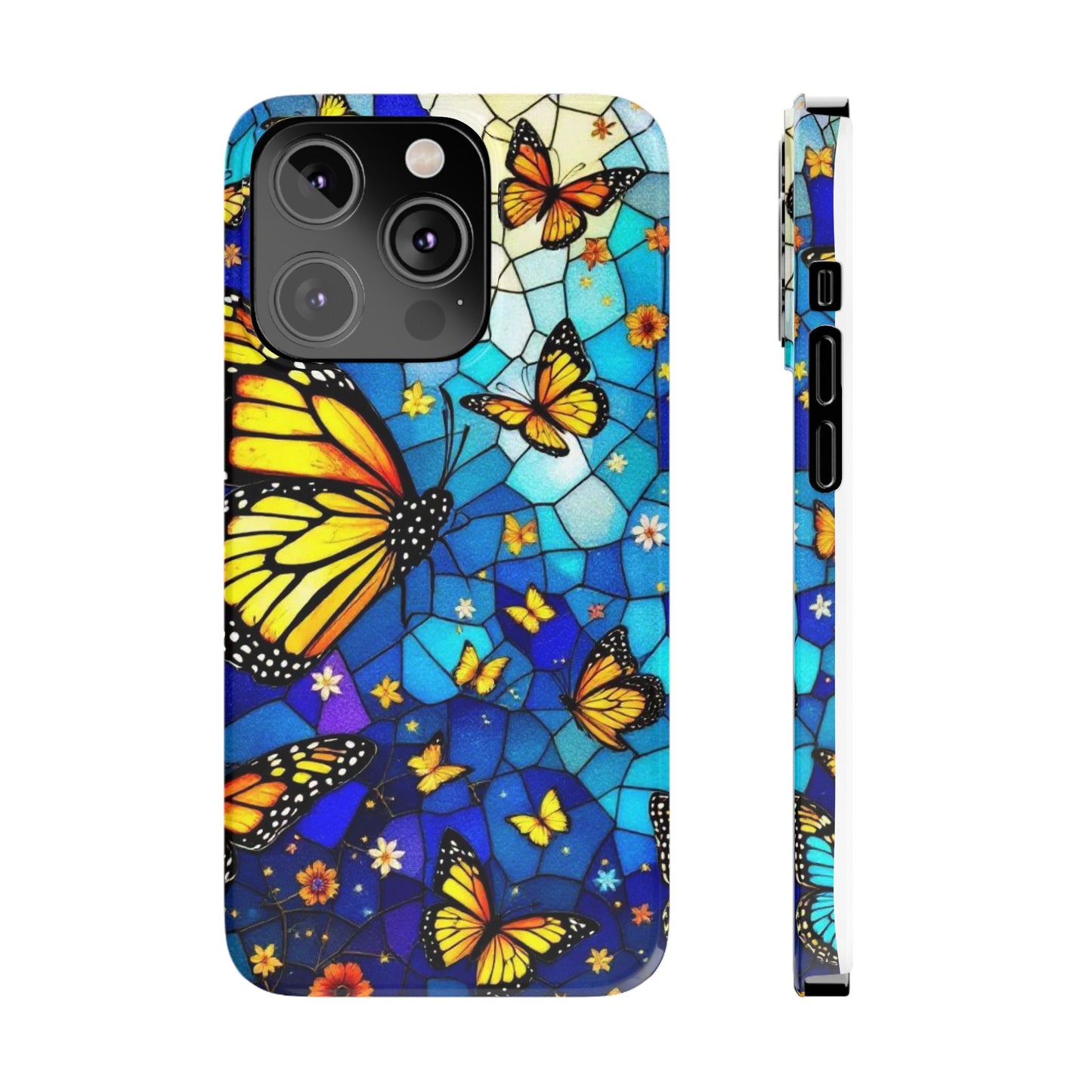 Butterfly Garden Slim Phone Case - Colorful Floral Design, Gift for Nature Lovers, Birthday Surprise, Eco-Friendly, Summer Vibes