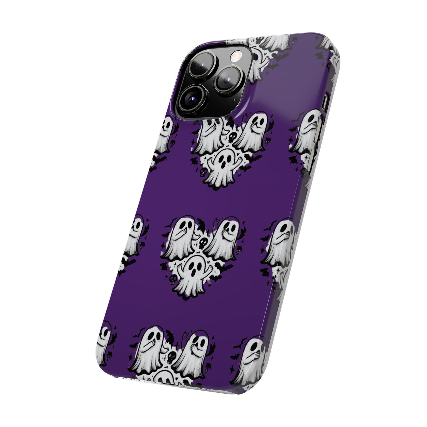 Cute Ghost Heart Slim Phone Case, Creepy Cute Spooky Heart Print, Goth Coquette Aesthetic Spooky Accessories, Halloween Gift Case