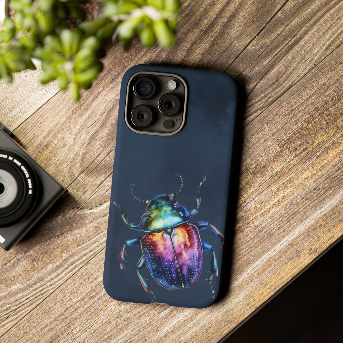 Iridescent Beetle Tough Phone Case - Insect Art Design, Nature-Inspired Pattern, Compatible with iPhone, Galaxy, and Google Phones