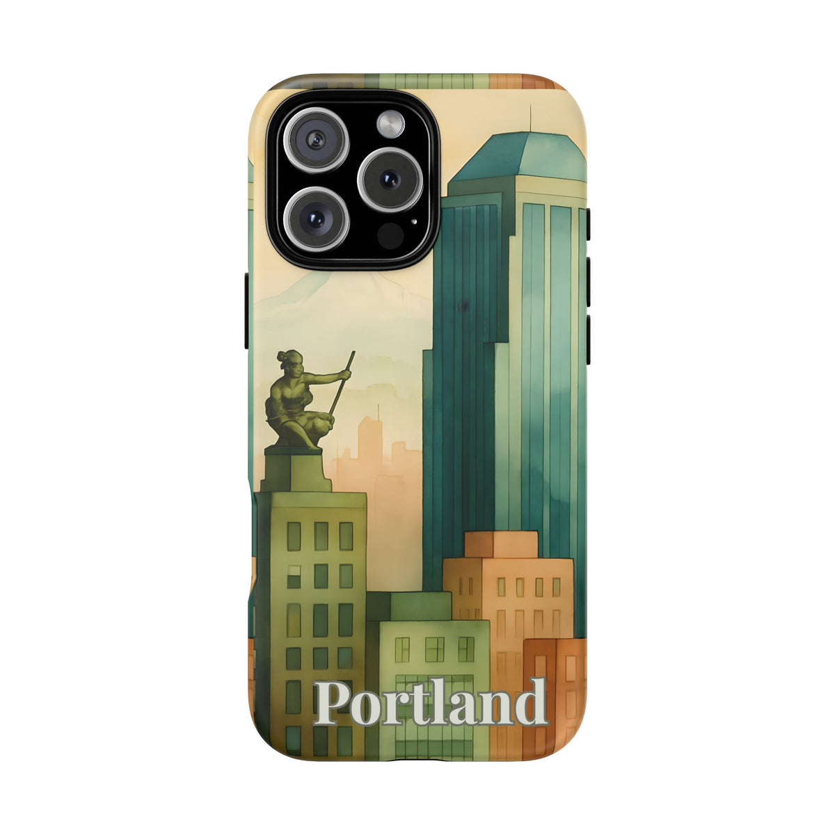 Portland Cityscape Phone Case • Urban Skyline Art Tough Case • Watercolor City Aesthetic • Gift for Travelers • Compatible with iPhone, Galaxy, Google