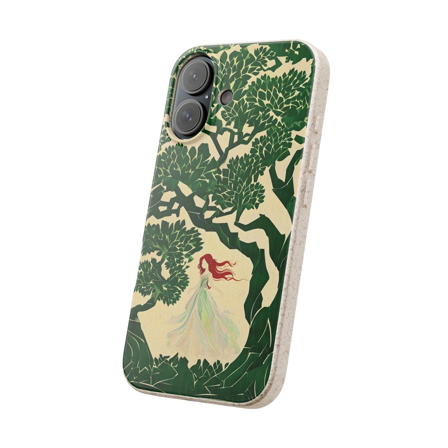 Ginger Fairy Biodegradable Phone Case, Enchanted Forest Redhead Art, Irish Green Fantasy Compatible with iPhone 17, 16, 15, 14, 13, 12, 11