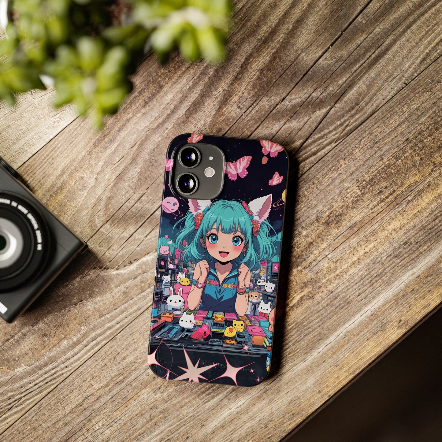 Y2K Anime Girl Slim Phone Case, Kawaii Vaporwave Style, Cute Maximalist Aesthetic, Anime Design, Slim Protection, Aesthetic Accessory