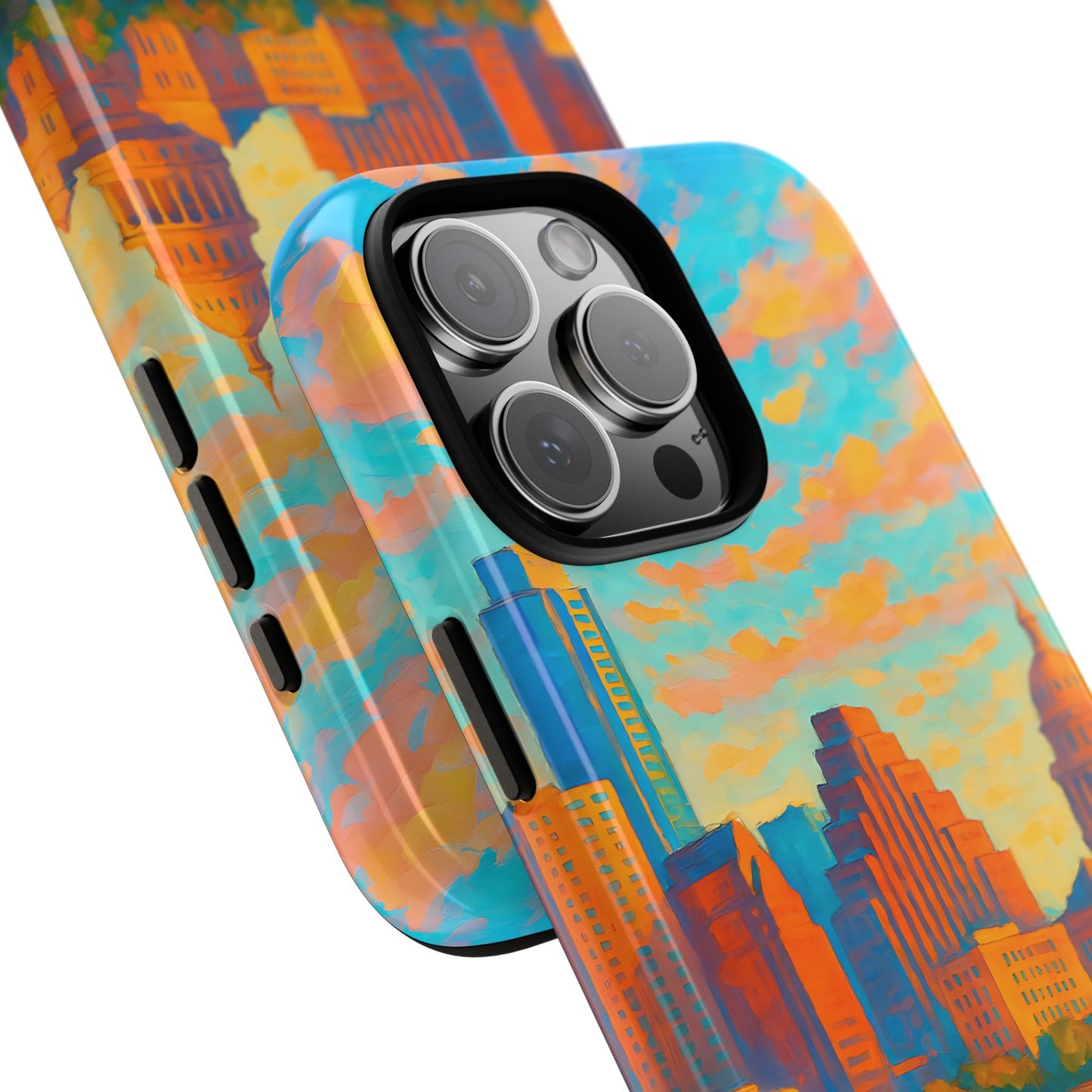 Cityscape Tough Phone Case, Austin Texas Skyline Phone Cover, Sunset Glow Design Compatible with iPhone, Galaxy & Google