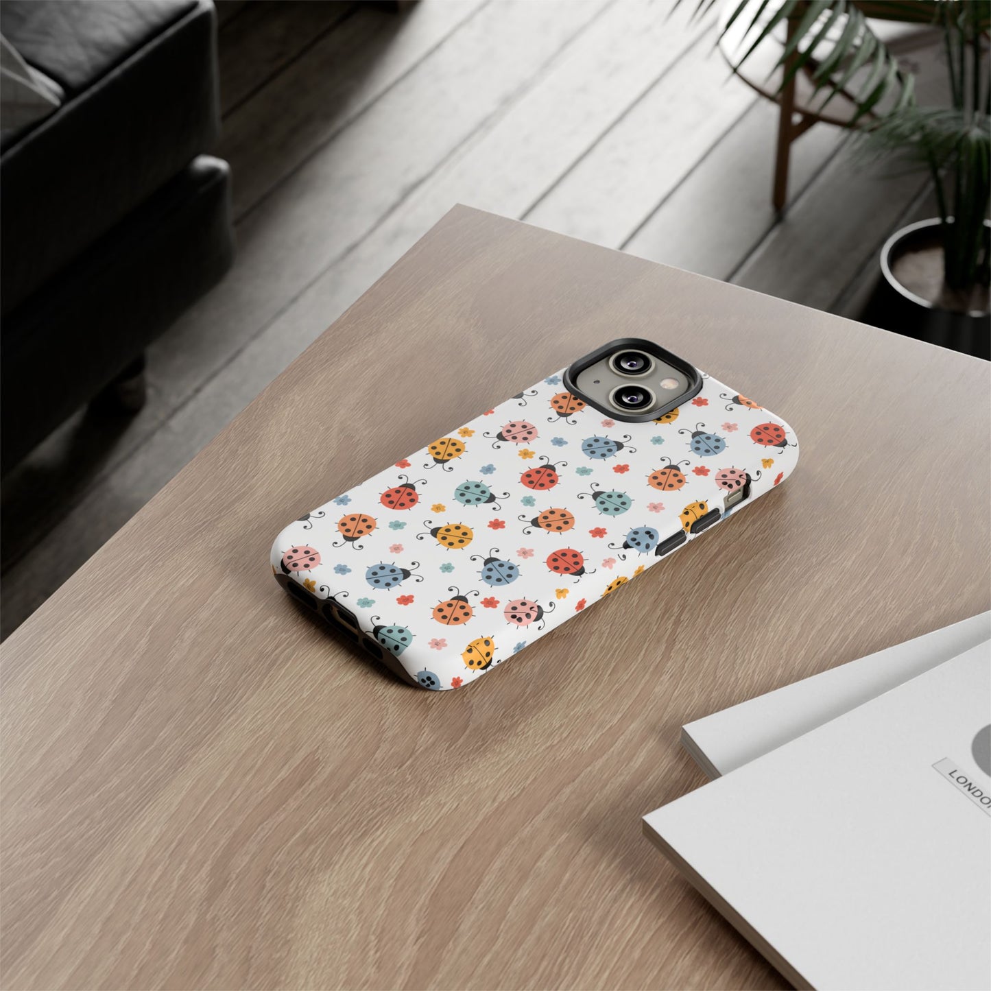Ladybug Tough Phone Case - Cute Insect Aesthetic, Nature-Inspired Pattern Art, Compatible with iPhone, Galaxy, and Google Phones