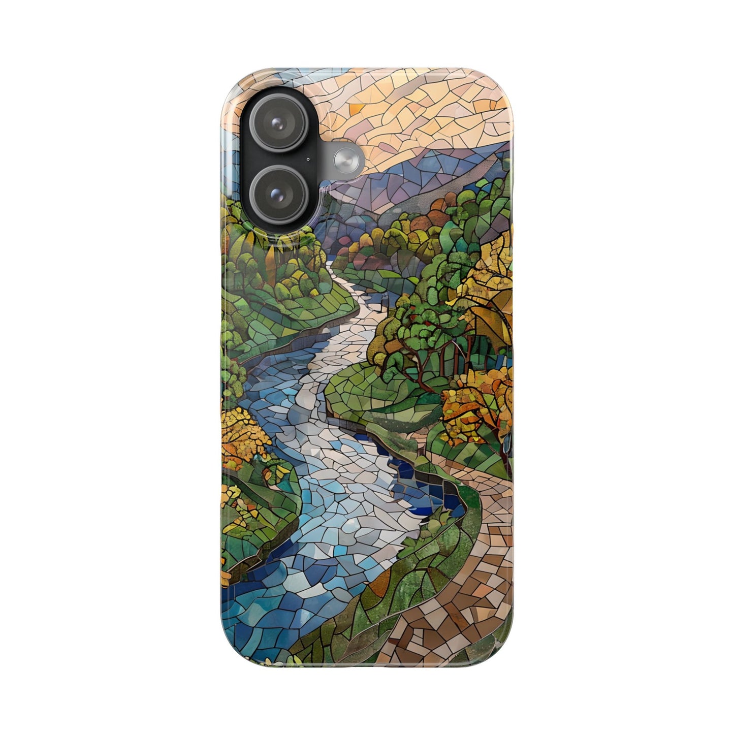 Cuyahoga Valley Mosaic Slim Phone Case, Midwest Forest Art, Scenic Nature Aesthetic, Unique Gift for Nature Lovers
