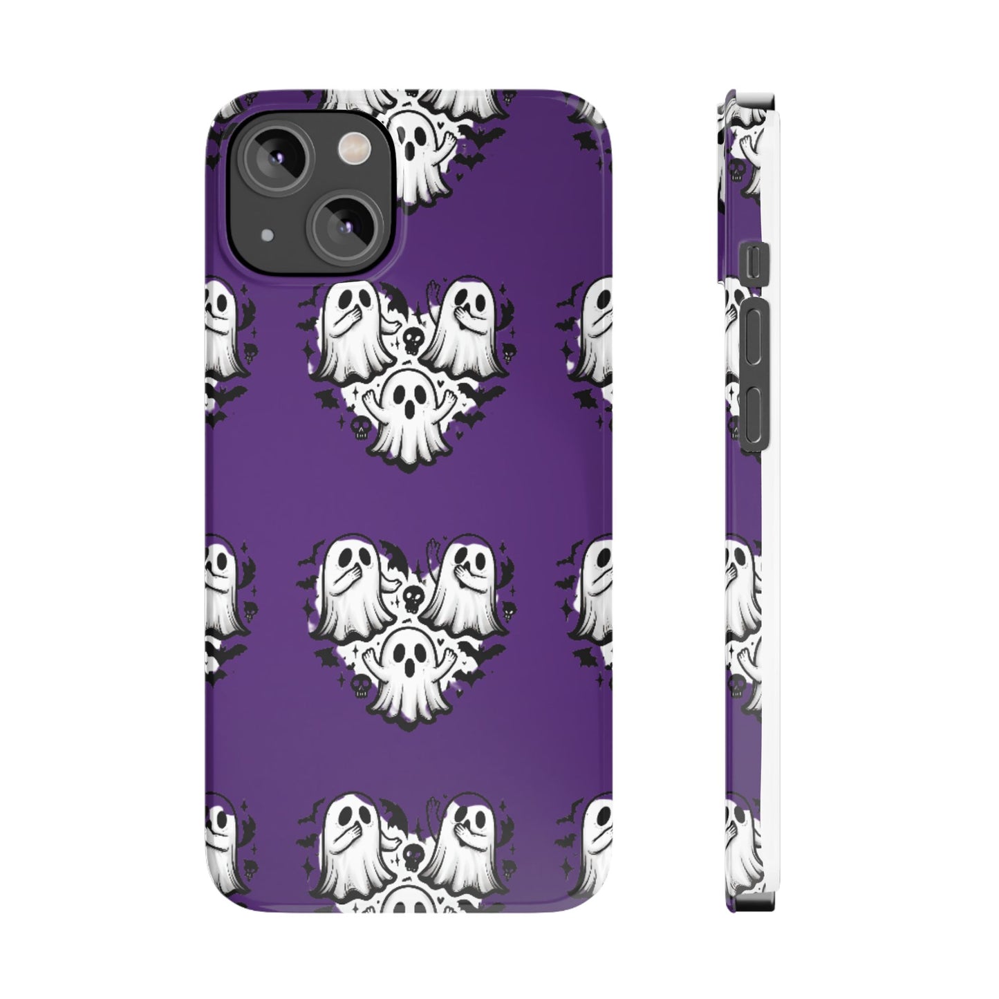 Cute Ghost Heart Slim Phone Case, Creepy Cute Spooky Heart Print, Goth Coquette Aesthetic Spooky Accessories, Halloween Gift Case