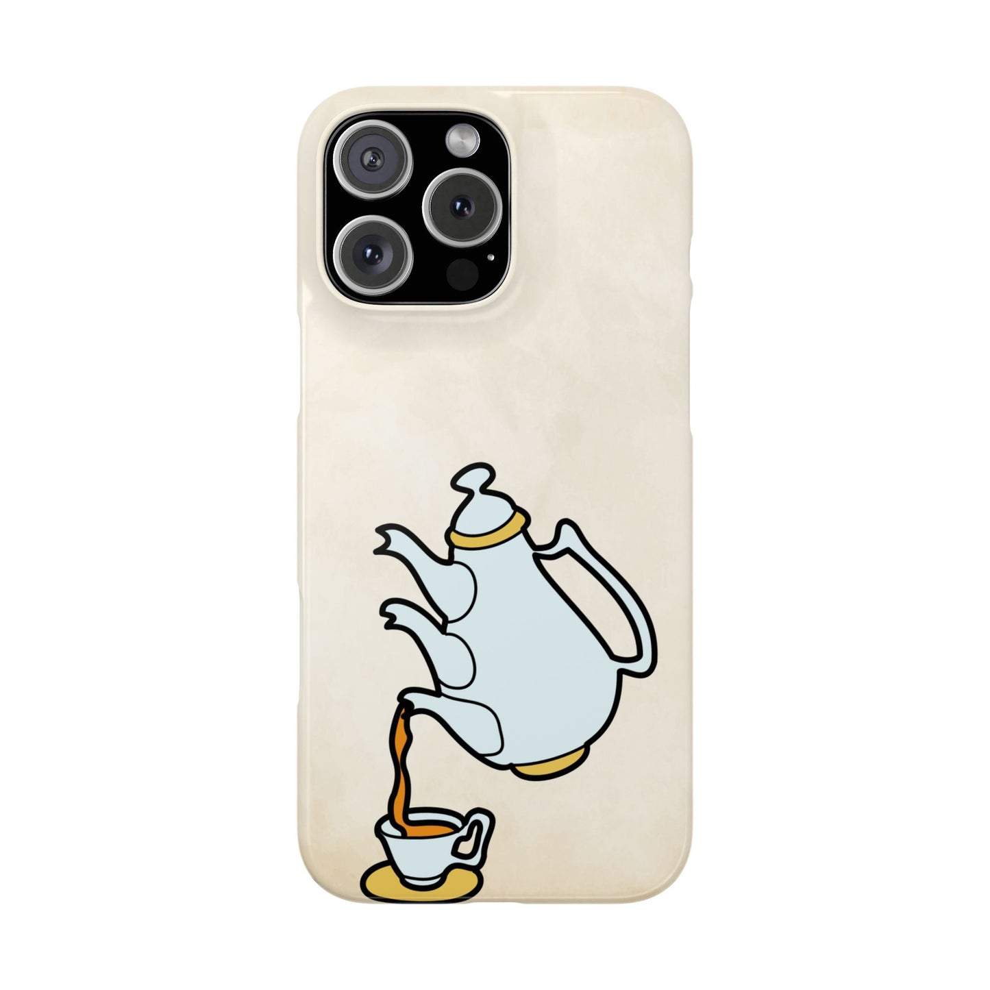 Alice in Wonderland Slim Phone Case, Tea Kettle and Cups Phone Cover, Compatible with iPhone 17, 16, 15, 14, 13