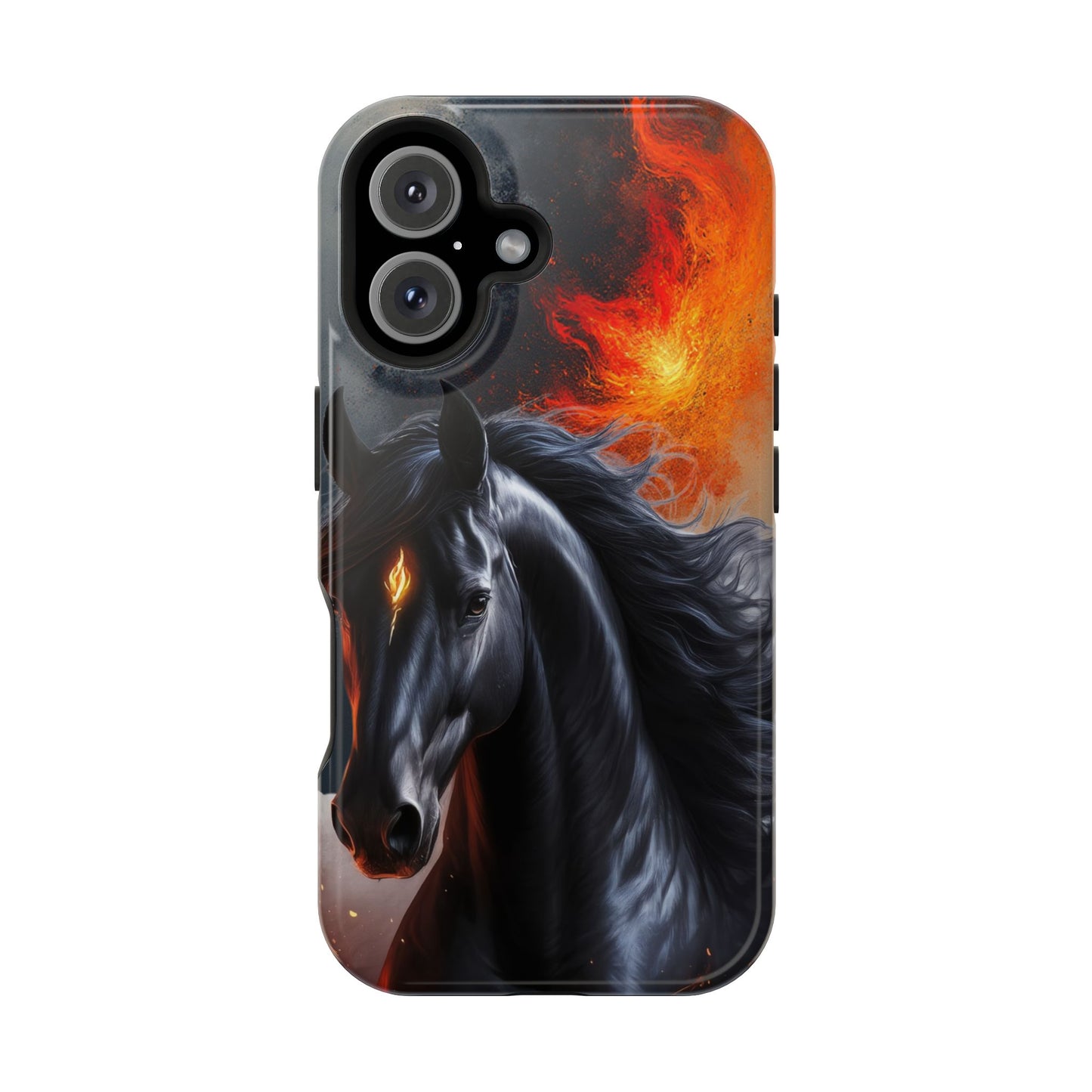 Year of the Horse Black Art Magnetic Phone Case, Chinese Zodiac 2026 Design, compatible with iPhone 17 16 15 14 13