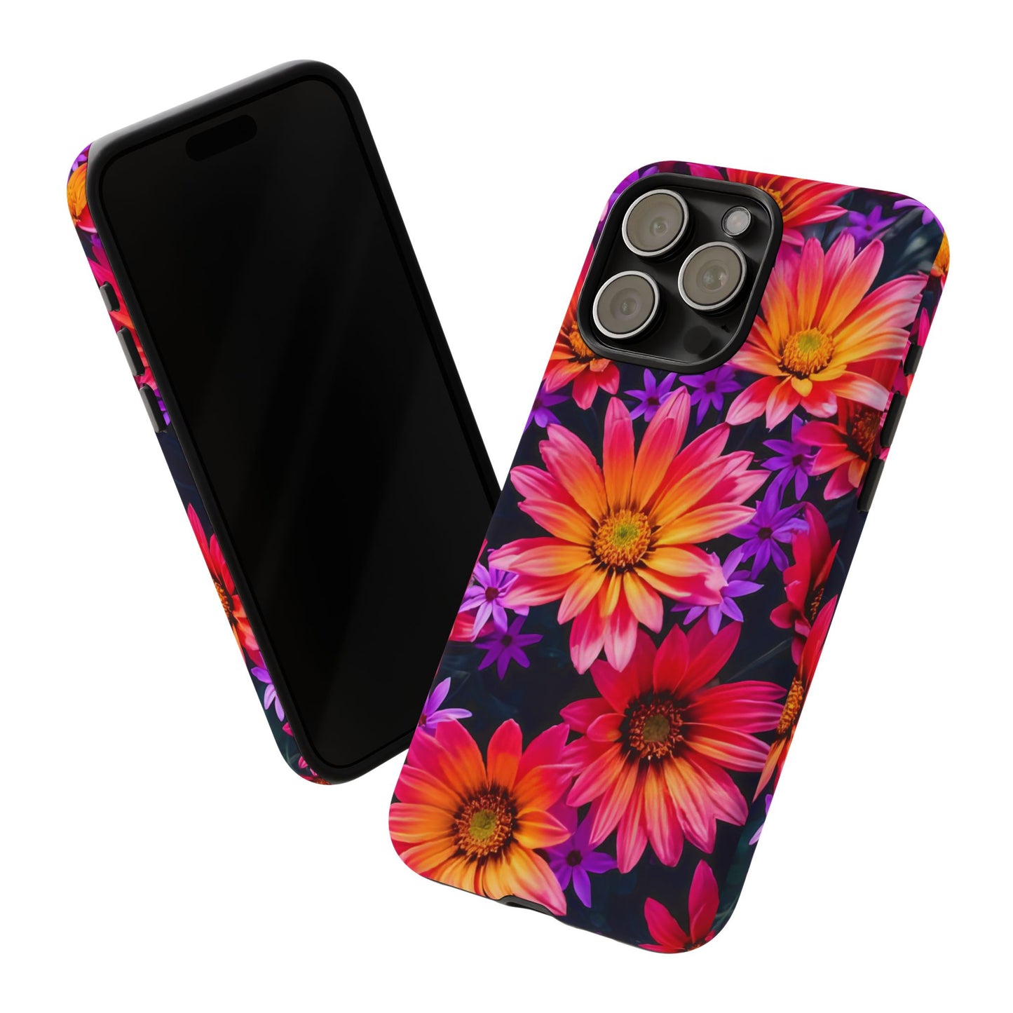 Bold Garden Flower Tough Phone Case - Colorful Floral Print, Bright Botanical Aesthetic, Compatible with iPhone, Galaxy, and Google Phones