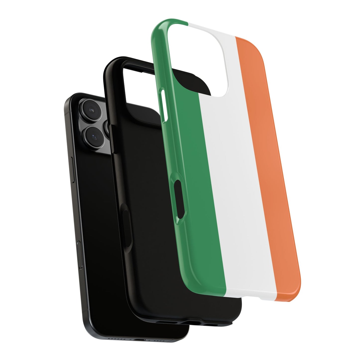 Tough Case Ireland Flag Design Phone Cover Compatible with iPhone 17, 16, 15, 14, 13, Galaxy, Google, Irish Tricolor Green White Orange