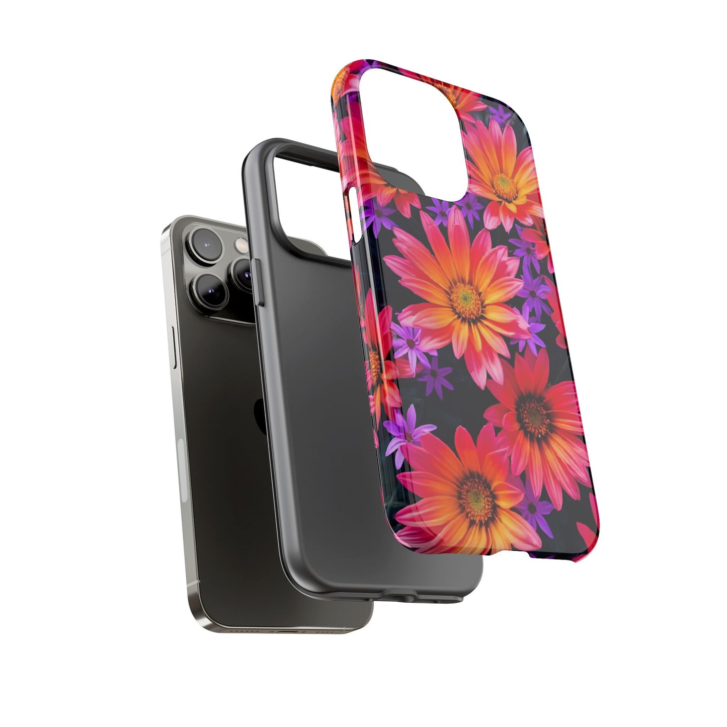 Bold Garden Flower Tough Phone Case - Colorful Floral Print, Bright Botanical Aesthetic, Compatible with iPhone, Galaxy, and Google Phones