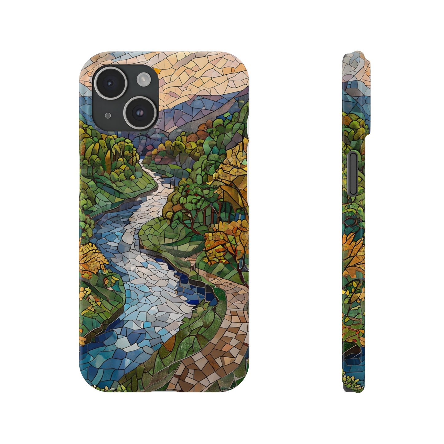 Cuyahoga Valley Mosaic Slim Phone Case, Midwest Forest Art, Scenic Nature Aesthetic, Unique Gift for Nature Lovers