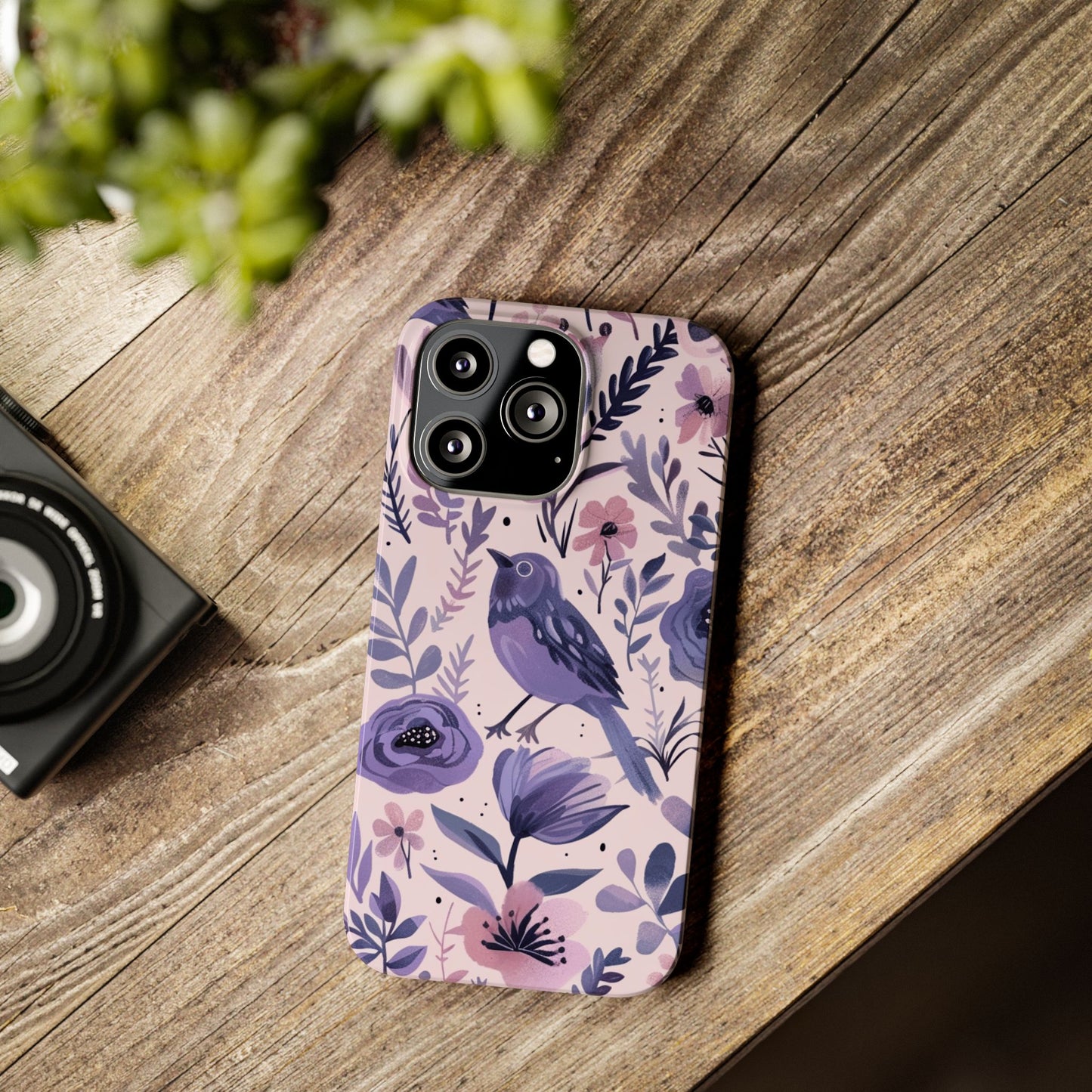 Floral Bird Slim Phone Case, Elegant Phone Cover, Cute Gift for Bird Lovers, Spring Vibes, Nature-Inspired