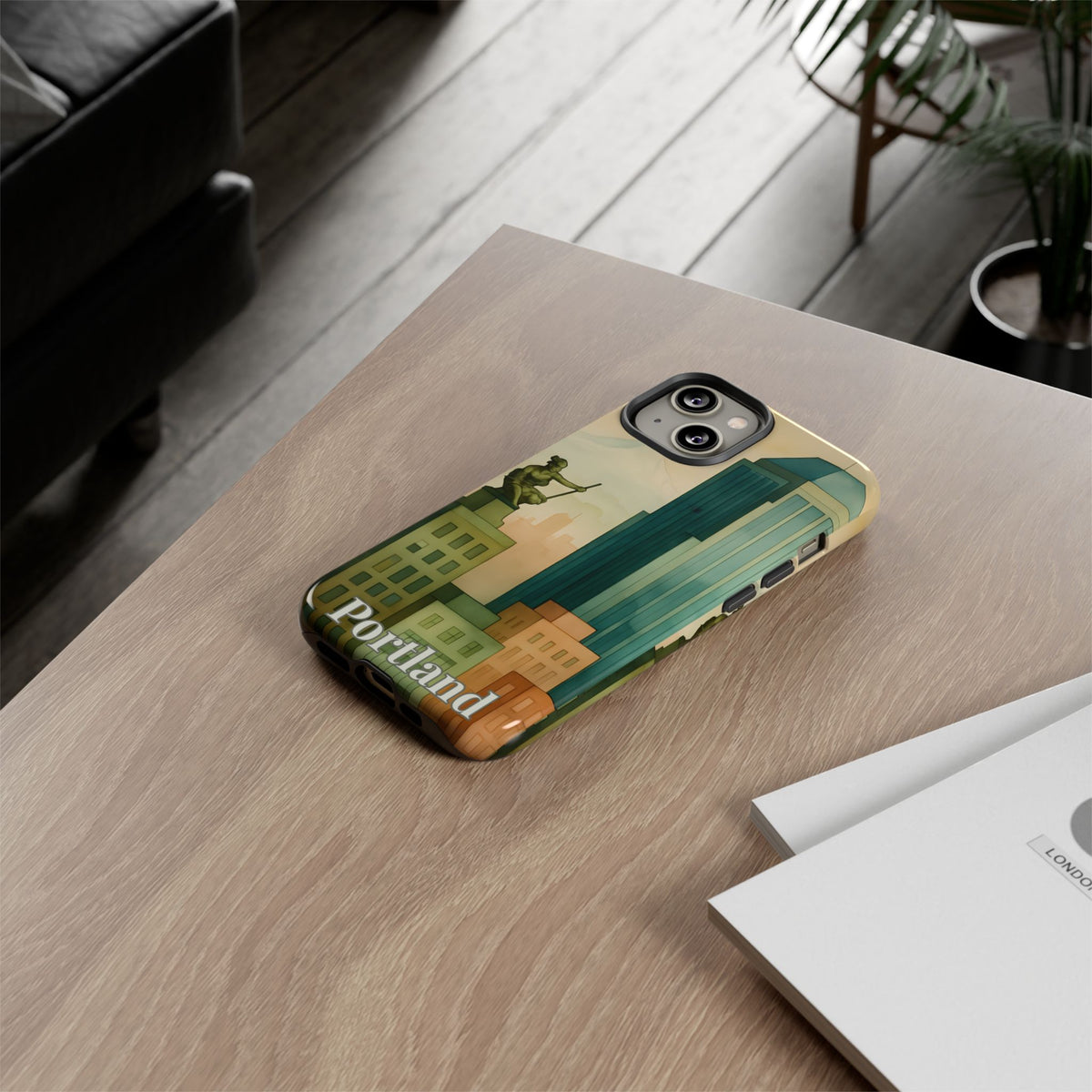 Portland Cityscape Phone Case • Urban Skyline Art Tough Case • Watercolor City Aesthetic • Gift for Travelers • Compatible with iPhone, Galaxy, Google