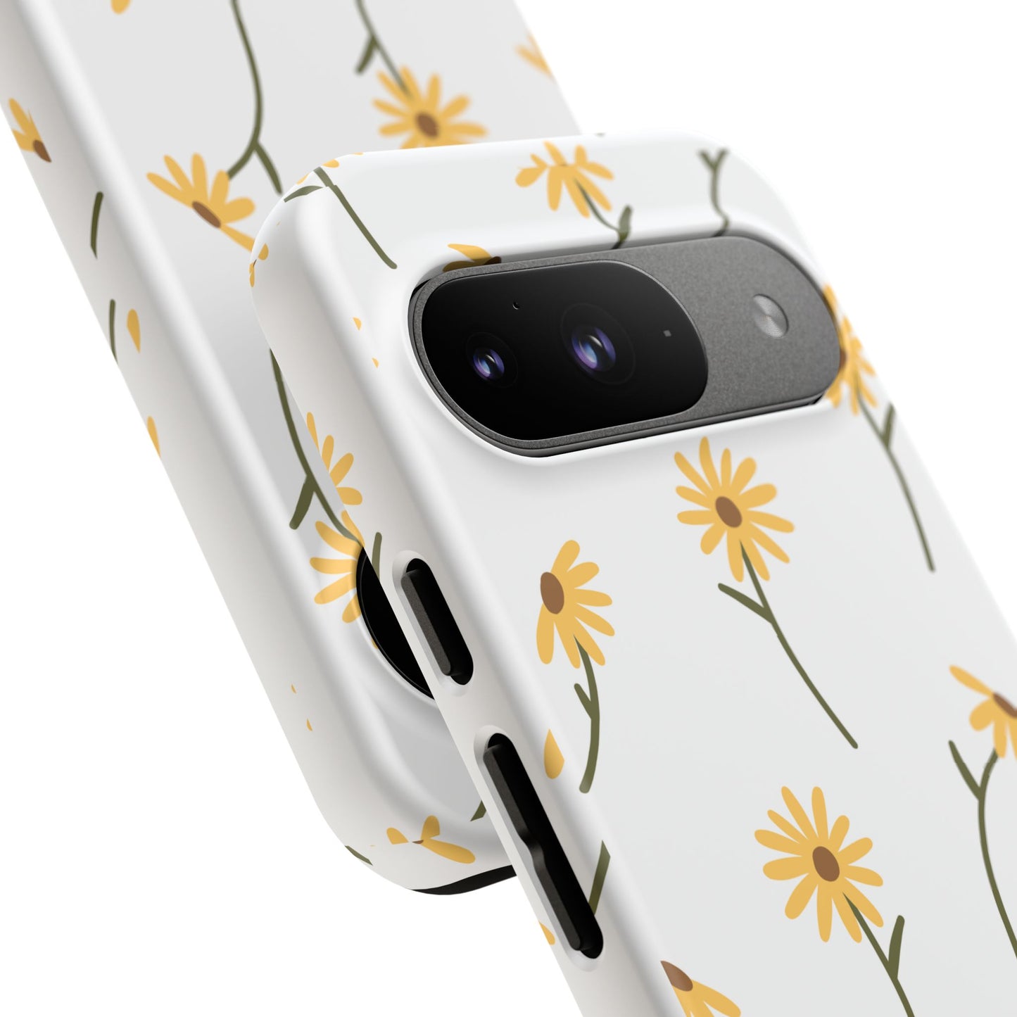 Sunflower Floral Tough Phone Case - Minimal Daisy-Inspired Print, Simple Botanical Aesthetic, Compatible with iPhone, Galaxy, and Google