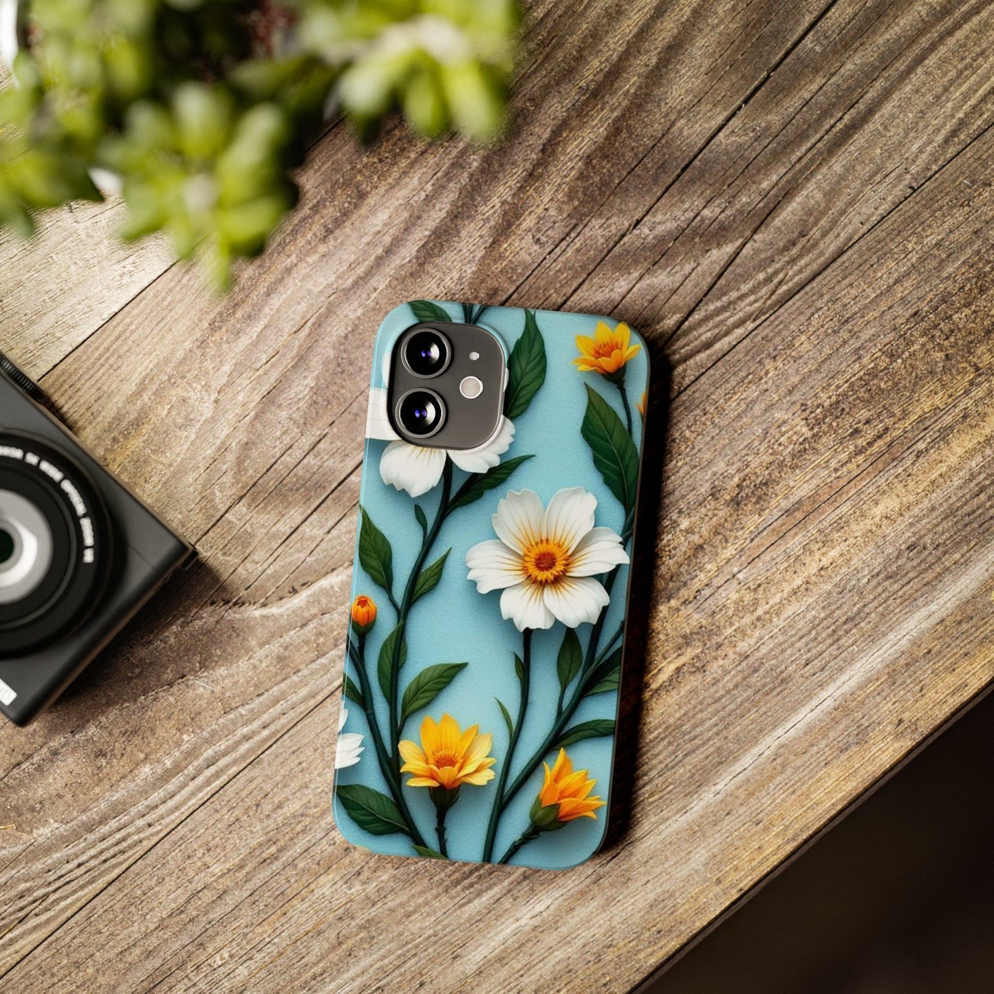 Floral Slim Phone Case - Colorful Flower Design, Elegant Phone Cover, Spring Accessories, Gift Idea for Her, Trendy Cell Phone Case