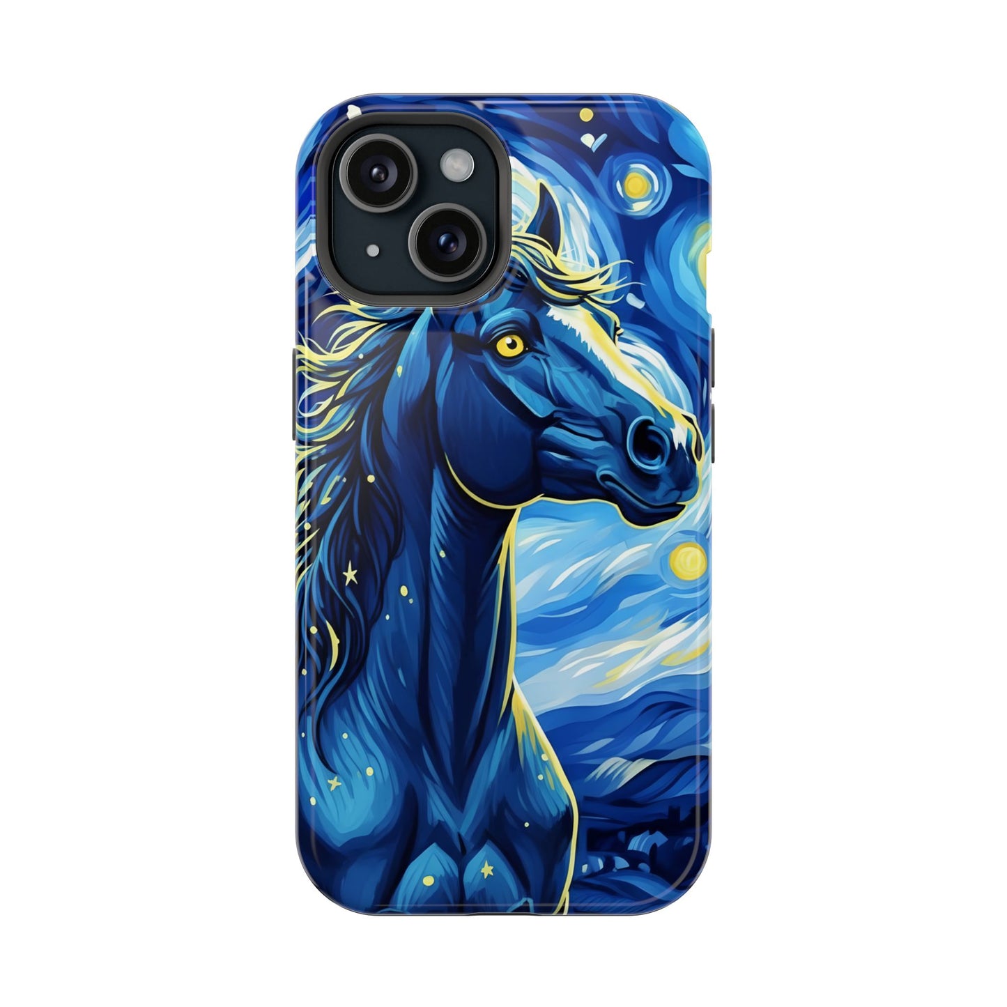 Year of the Horse Magnetic Phone Case Chinese Zodiac Blue Horse Art Design Compatible with iPhone 17 16 15 14 13