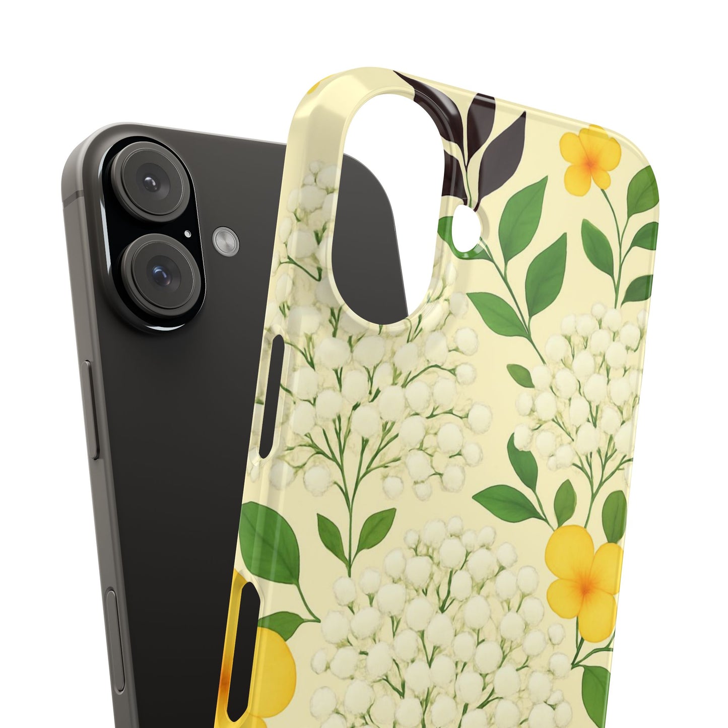 Delicate Floral Print Phone Case, Autumn Botanical Slim Phone Case, Aesthetic Flower Phone Cover Compatible with iPhone, Galaxy, Google