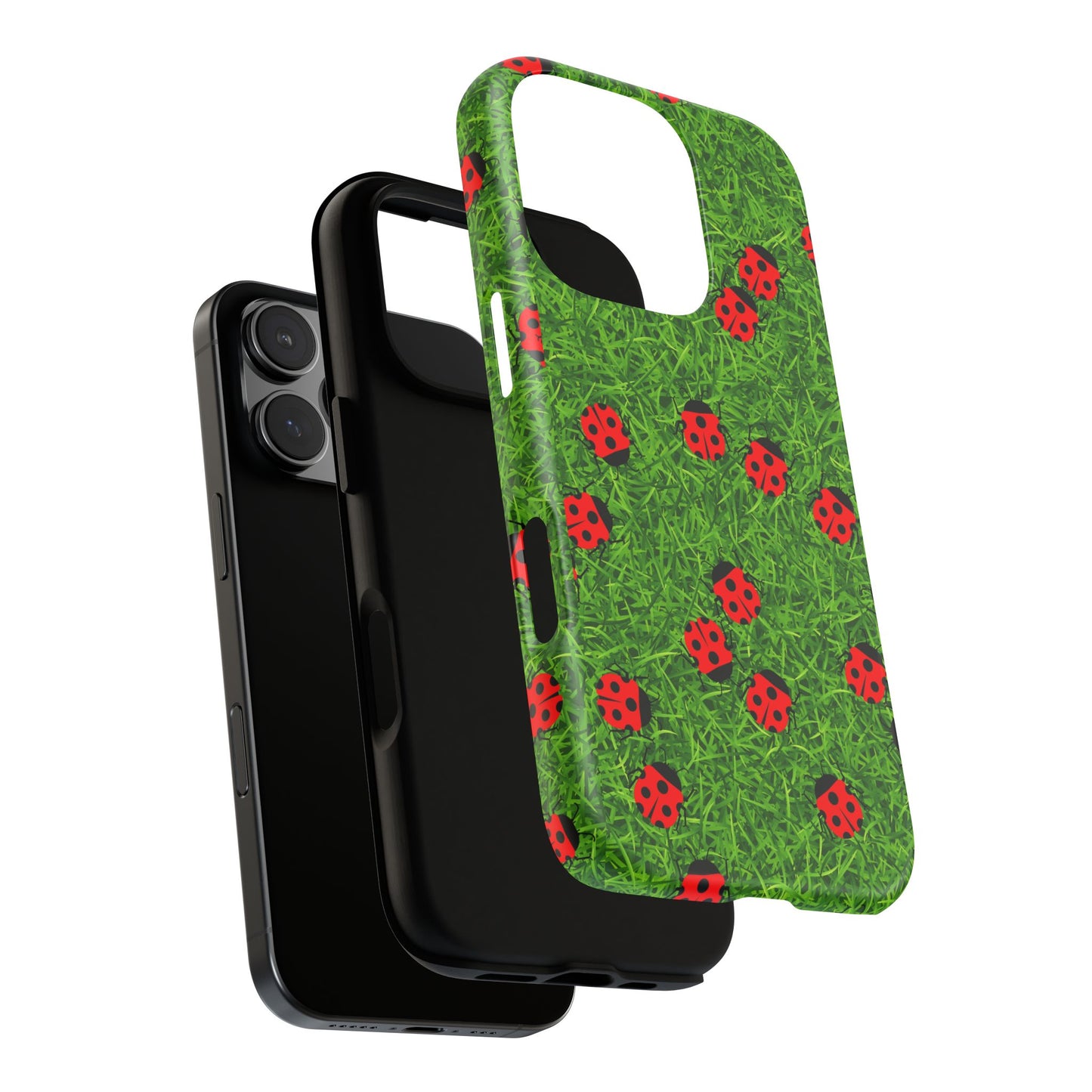 Ladybug Tough Phone Case - Cute Insect Aesthetic, Nature Pattern Art Design, Compatible with iPhone, Galaxy, and Google Phones