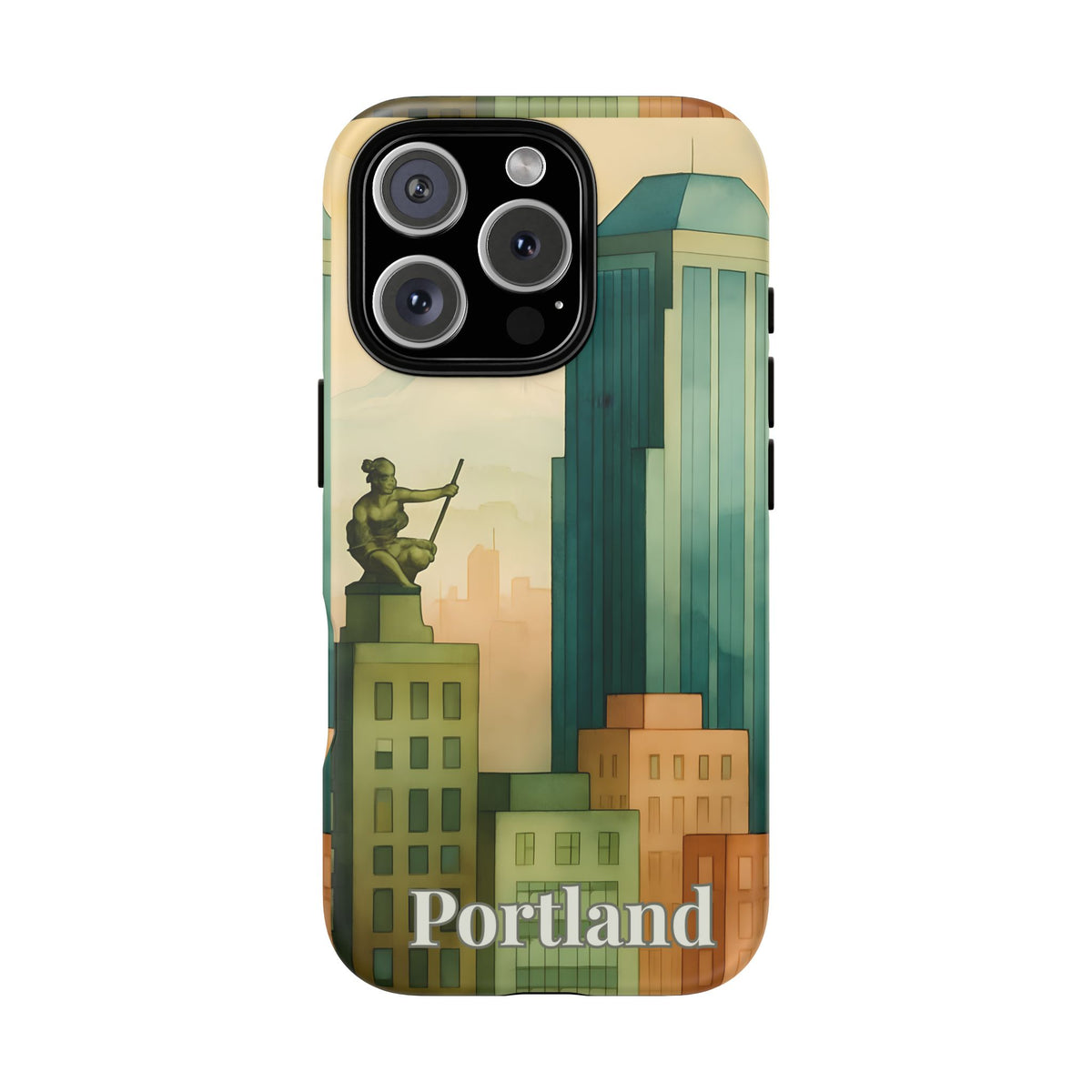 Portland Cityscape Phone Case • Urban Skyline Art Tough Case • Watercolor City Aesthetic • Gift for Travelers • Compatible with iPhone, Galaxy, Google